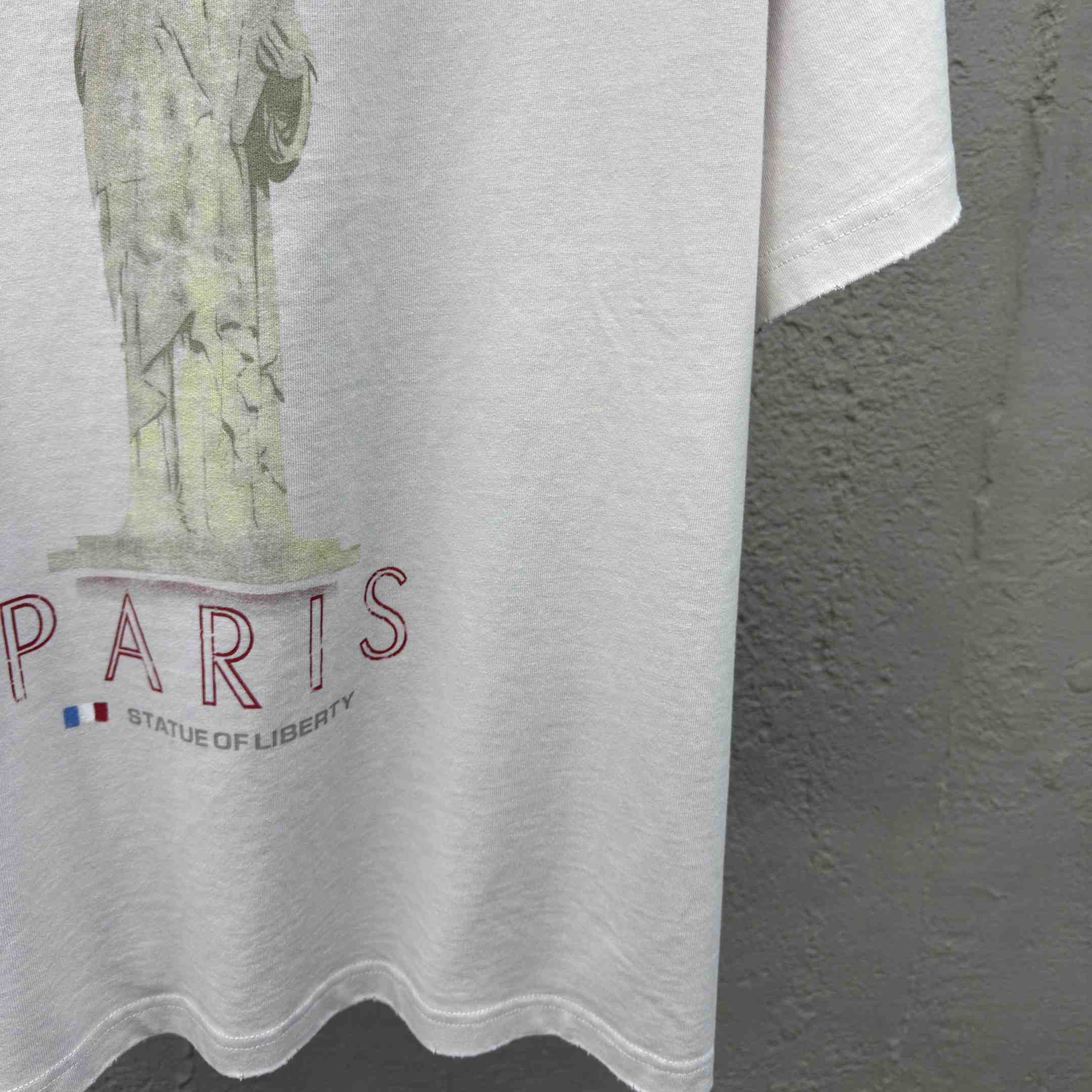 Balenciaga Paris Liberty T-Shirt Medium Fit In Off White Vintage Jersey - DesignerGu