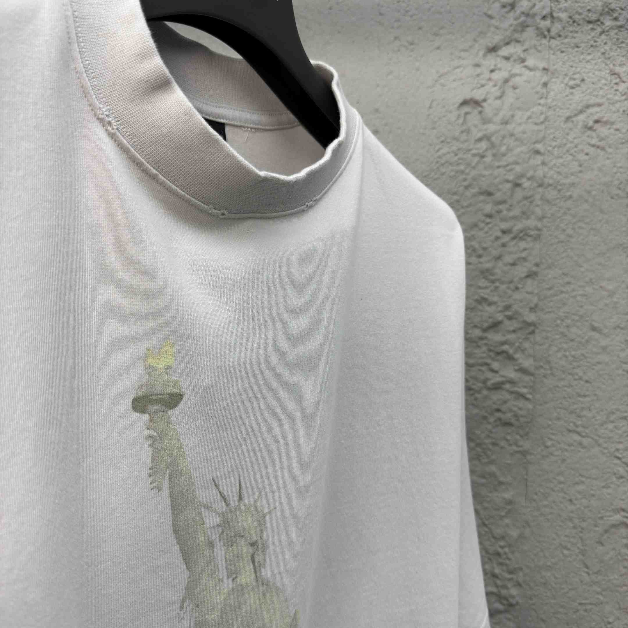 Balenciaga Paris Liberty T-Shirt Medium Fit In Off White Vintage Jersey - DesignerGu