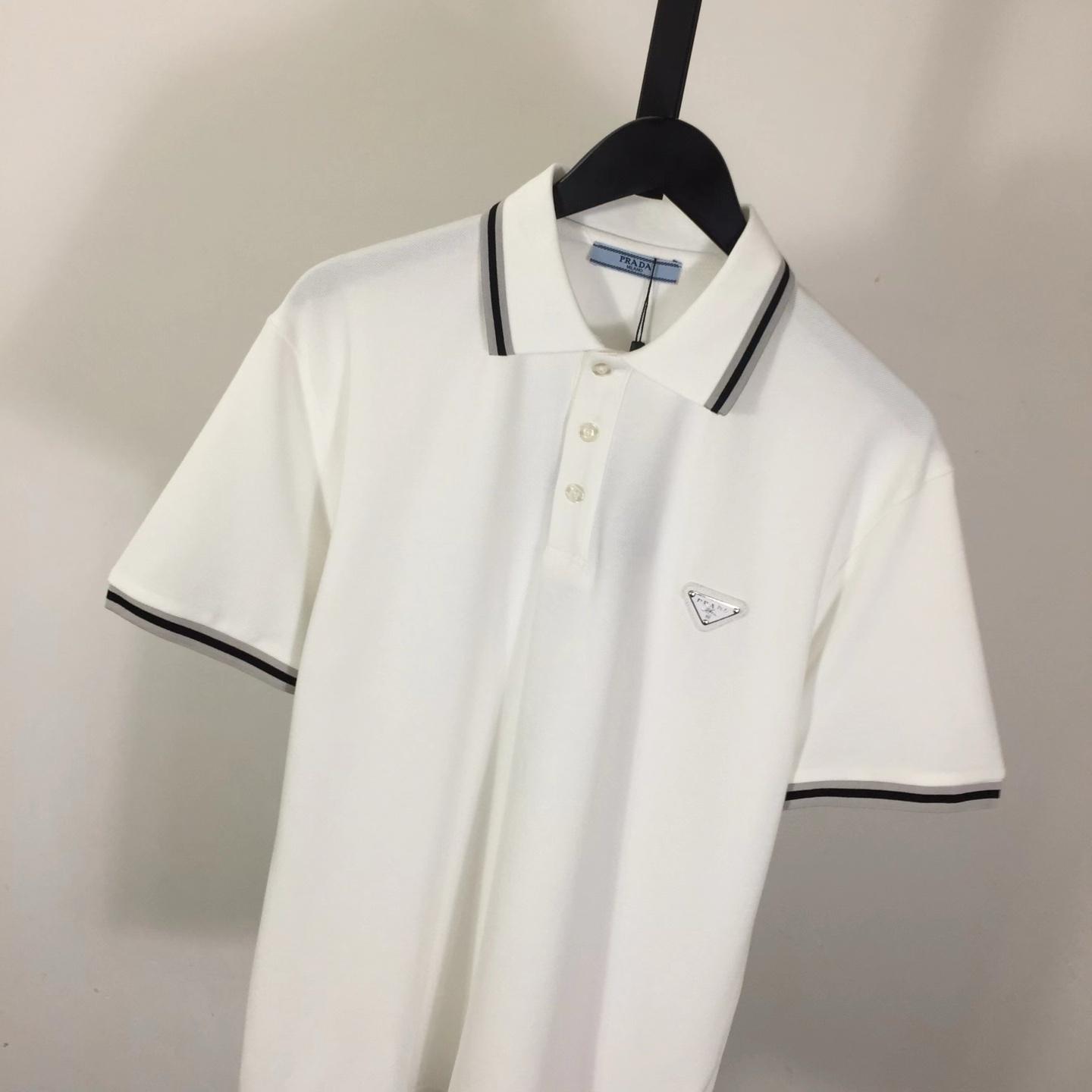 Prada Logo Cotton Polo Shirt - DesignerGu