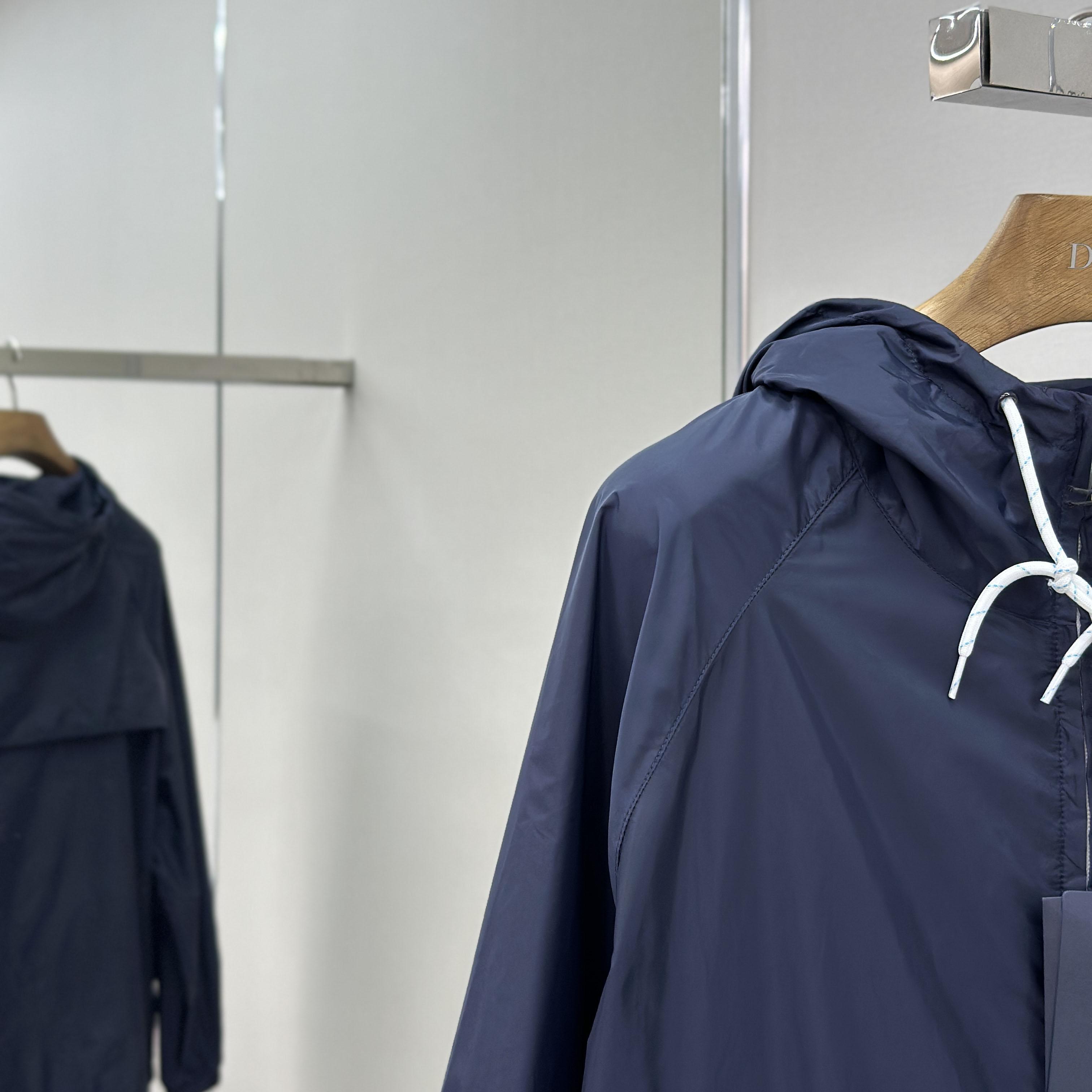 Prada Navy Blue Re-Nylon Wind Breaker - DesignerGu