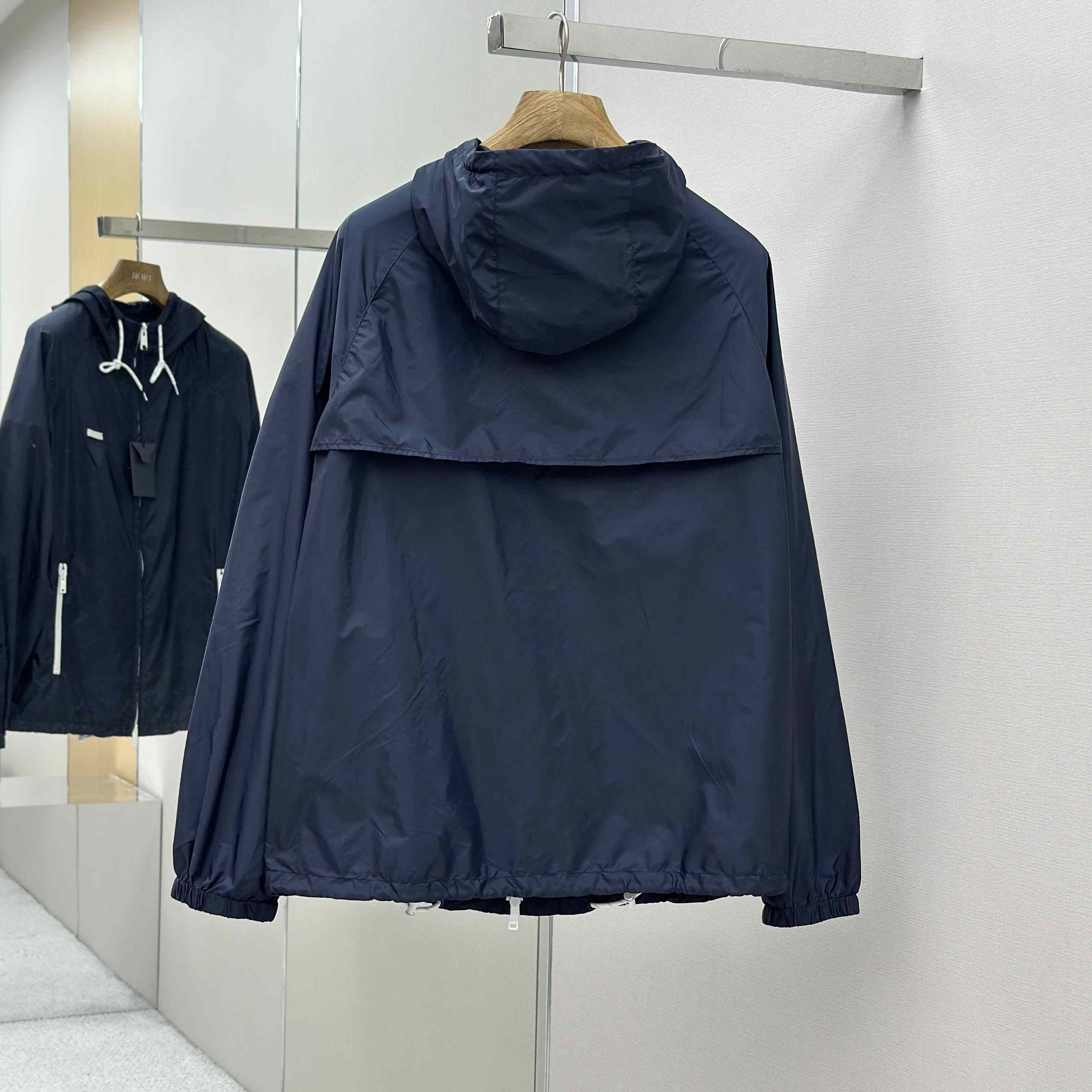 Prada Navy Blue Re-Nylon Wind Breaker - DesignerGu