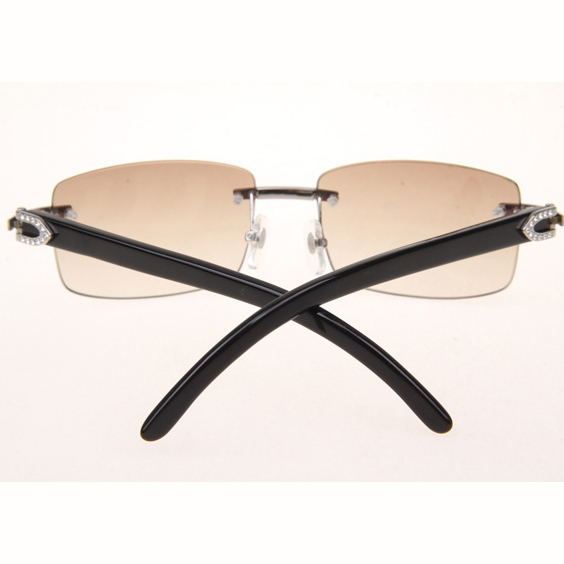 Cartier CT_3524012 Diamond Black Buffalo Eyeglasses In Silver Brown - DesignerGu