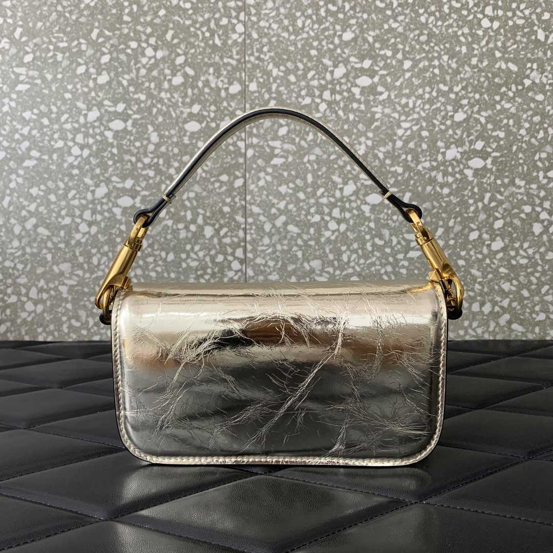 Valent Small Garavani Locò Metallic Calfskin Shoulder Bag - DesignerGu