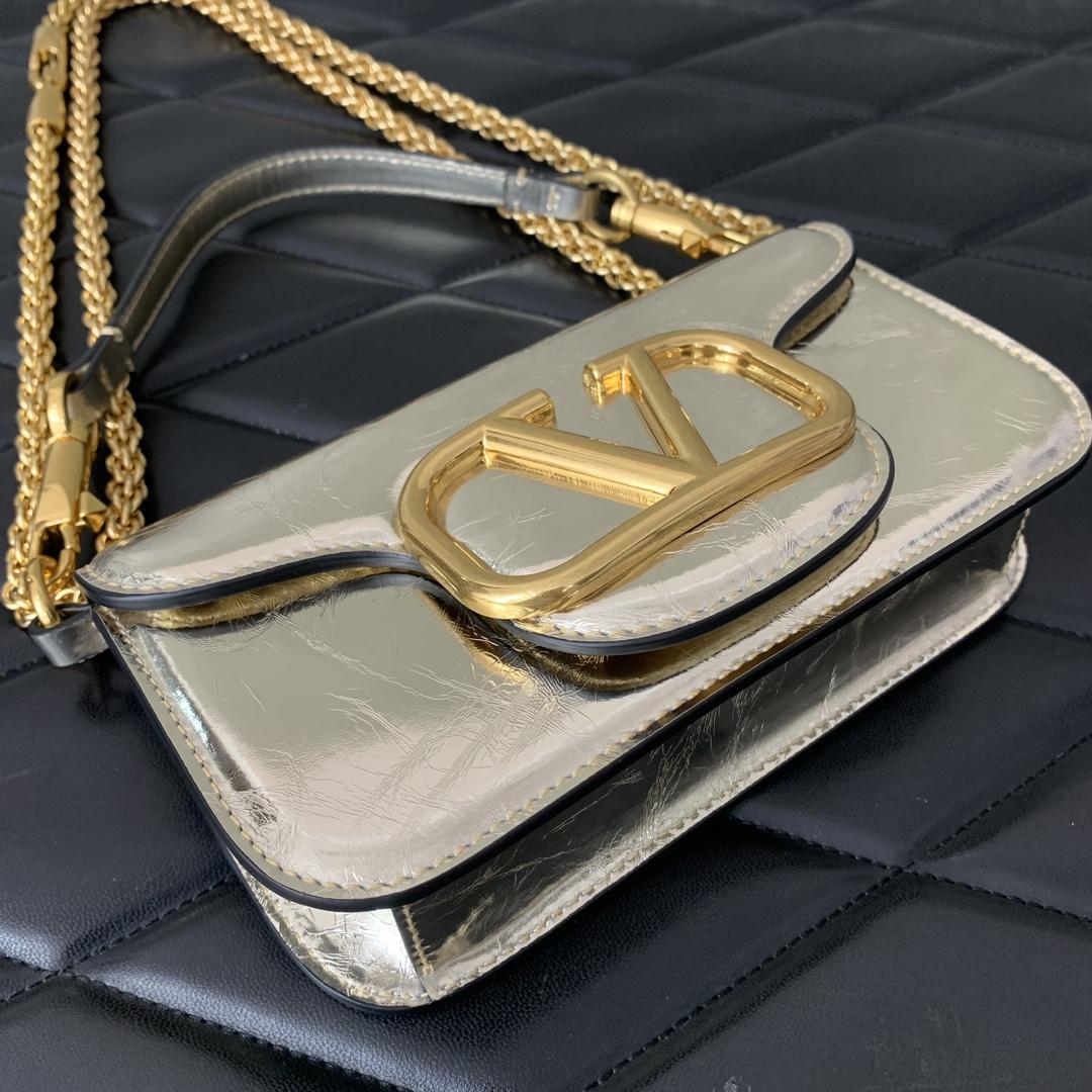 Valent Small Garavani Locò Metallic Calfskin Shoulder Bag - DesignerGu