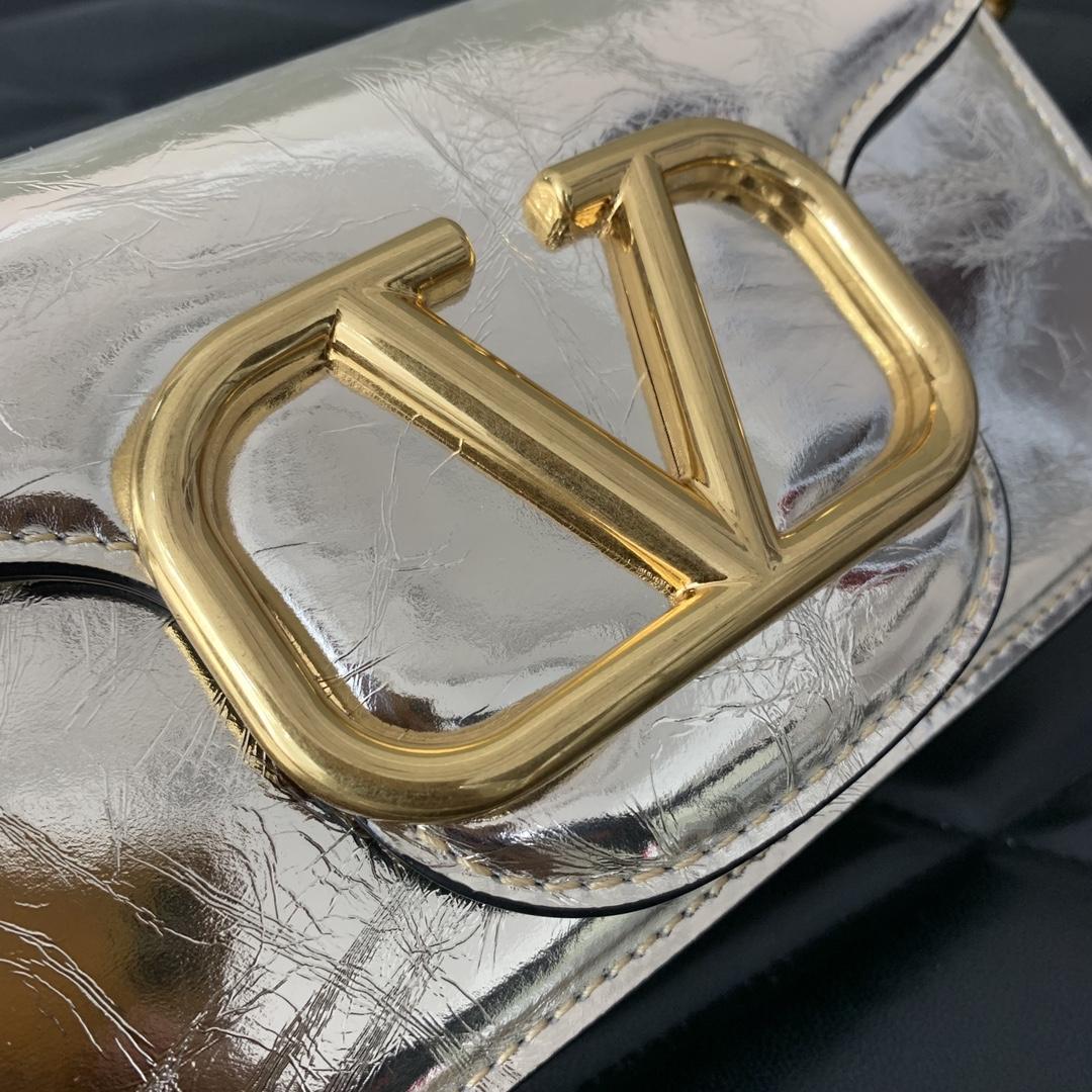 Valent Small Garavani Locò Metallic Calfskin Shoulder Bag - DesignerGu