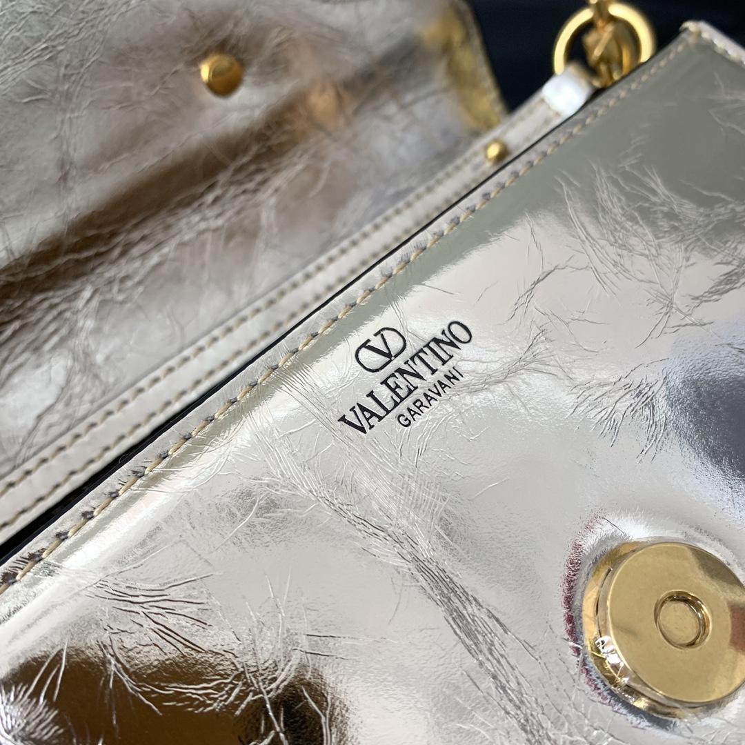 Valent Small Garavani Locò Metallic Calfskin Shoulder Bag - DesignerGu
