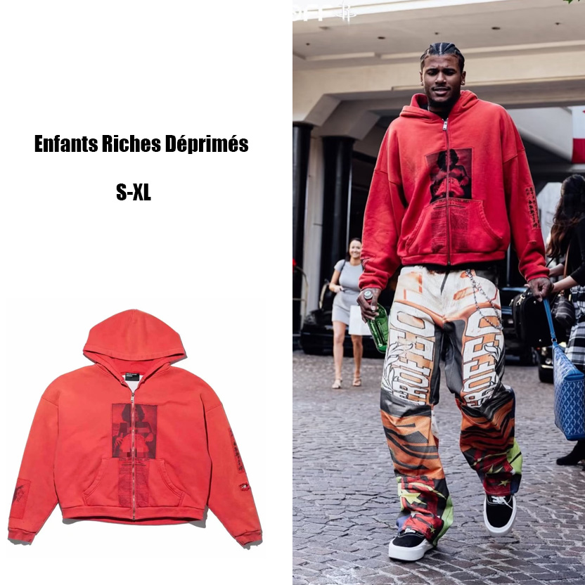 Enfants Riches Déprimés Anti Proces Thermal Lined Zip Hoodie 'Pompeian Red' - DesignerGu