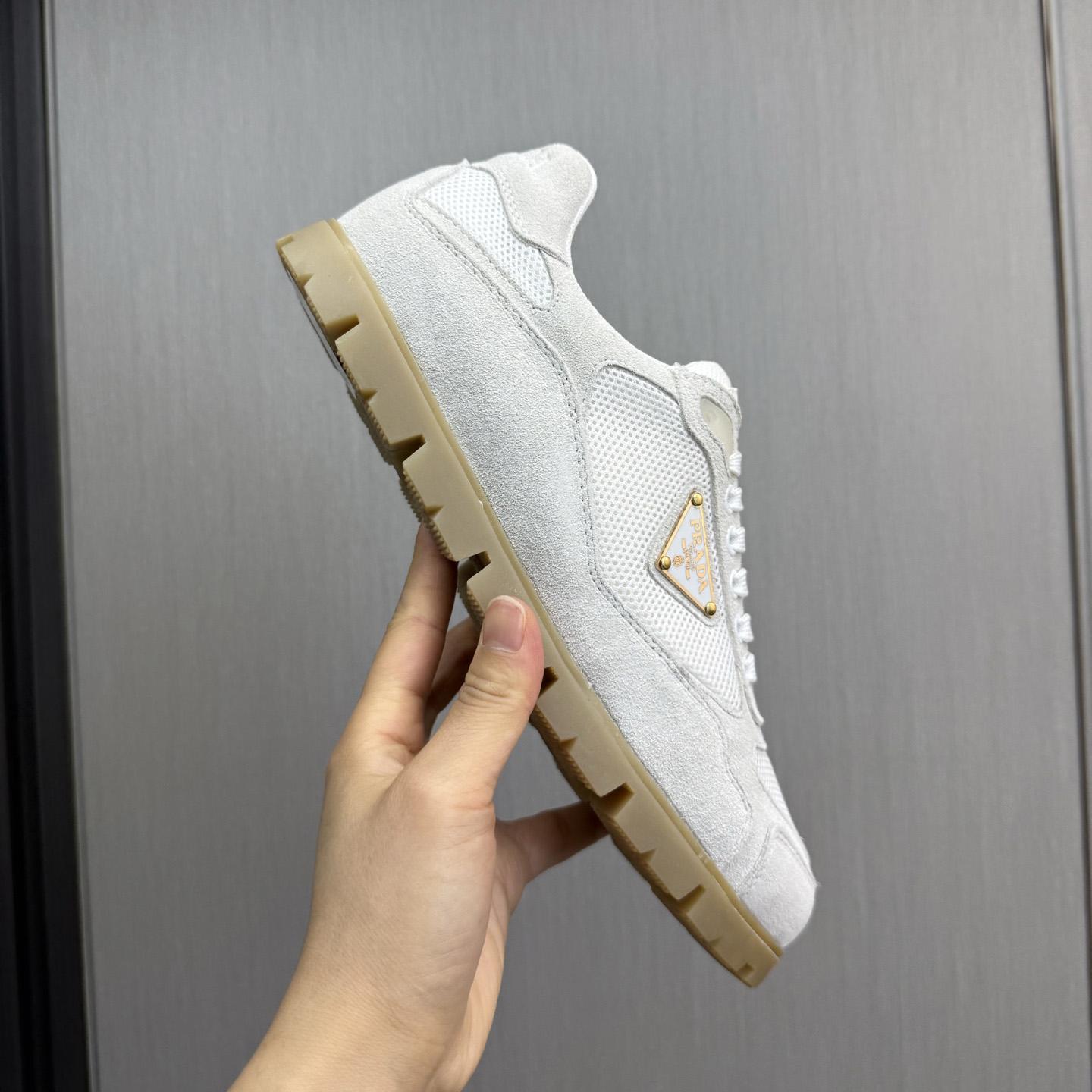 Prada Trail Mesh Fabric And Suede Sneakers - DesignerGu
