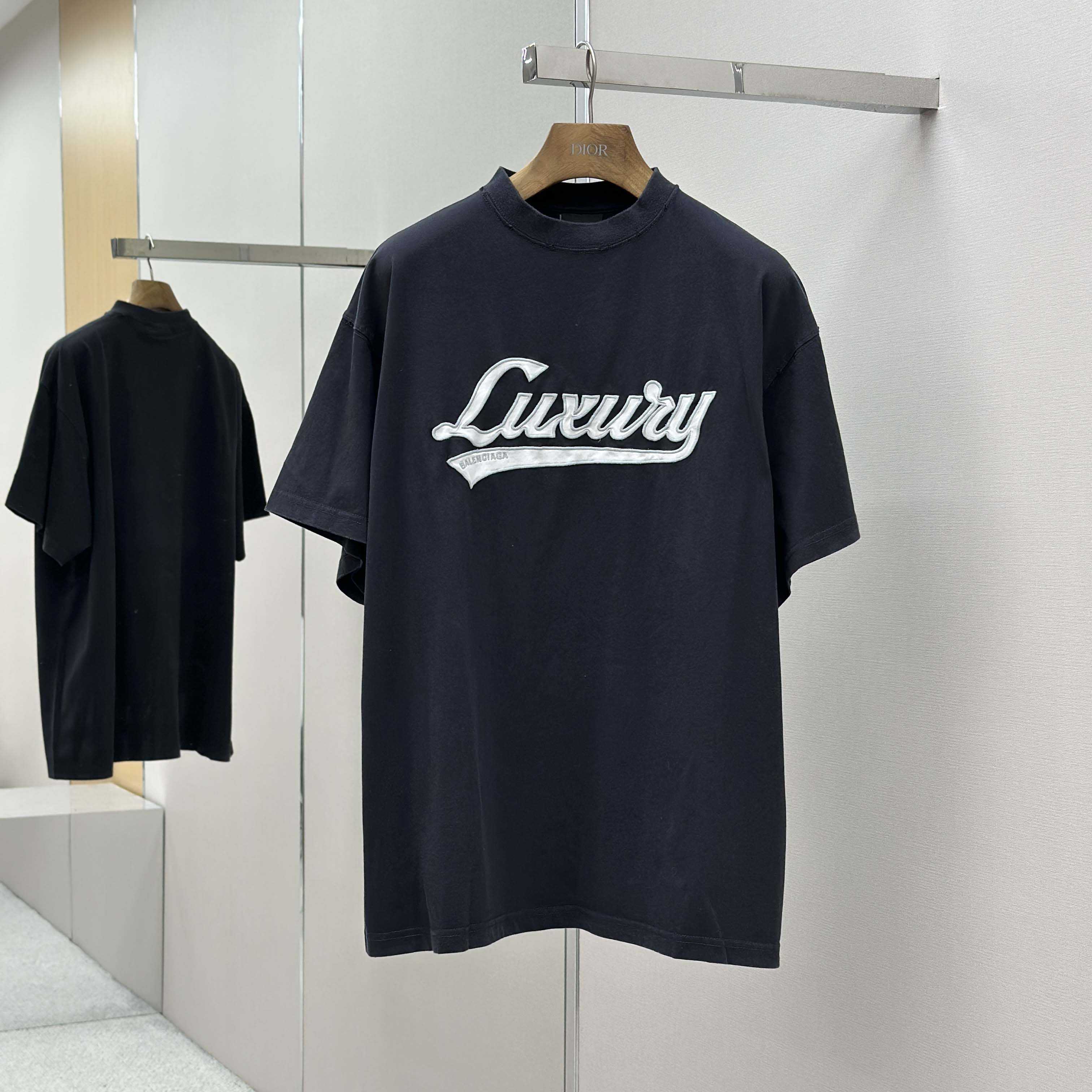 Balenciaga Luxury Script Oversized T-Shirt In Washed Black - DesignerGu
