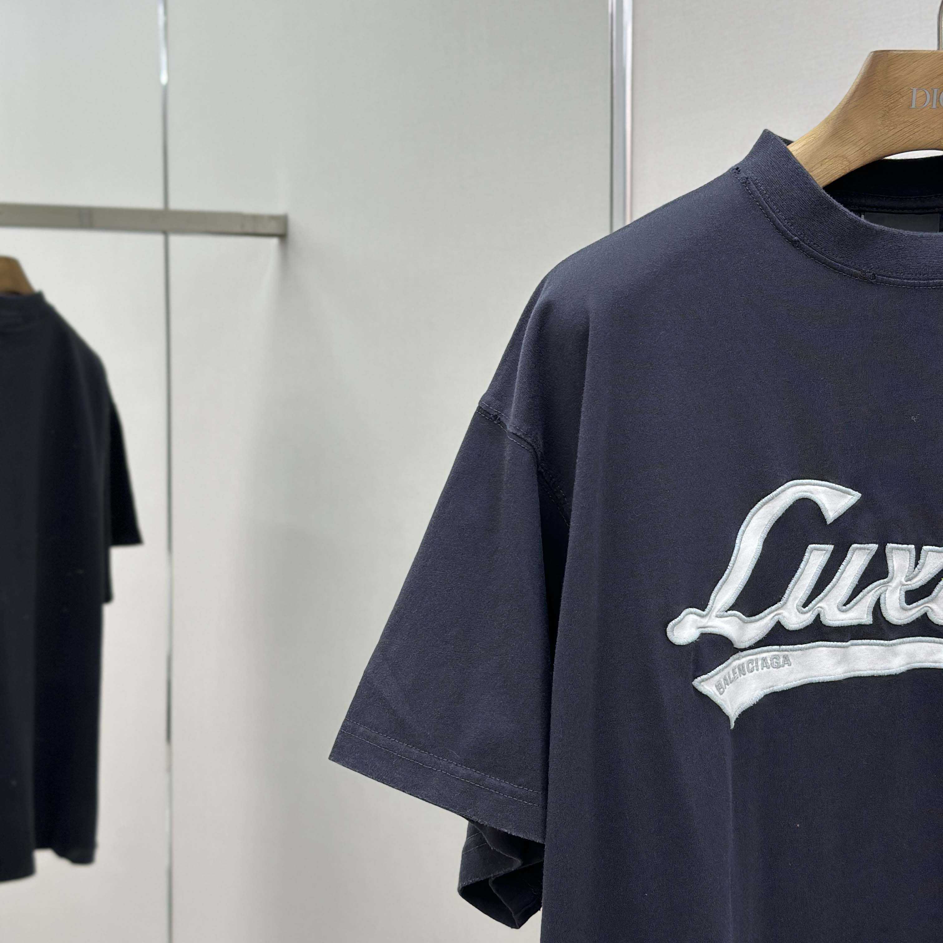 Balenciaga Luxury Script Oversized T-Shirt In Washed Black - DesignerGu