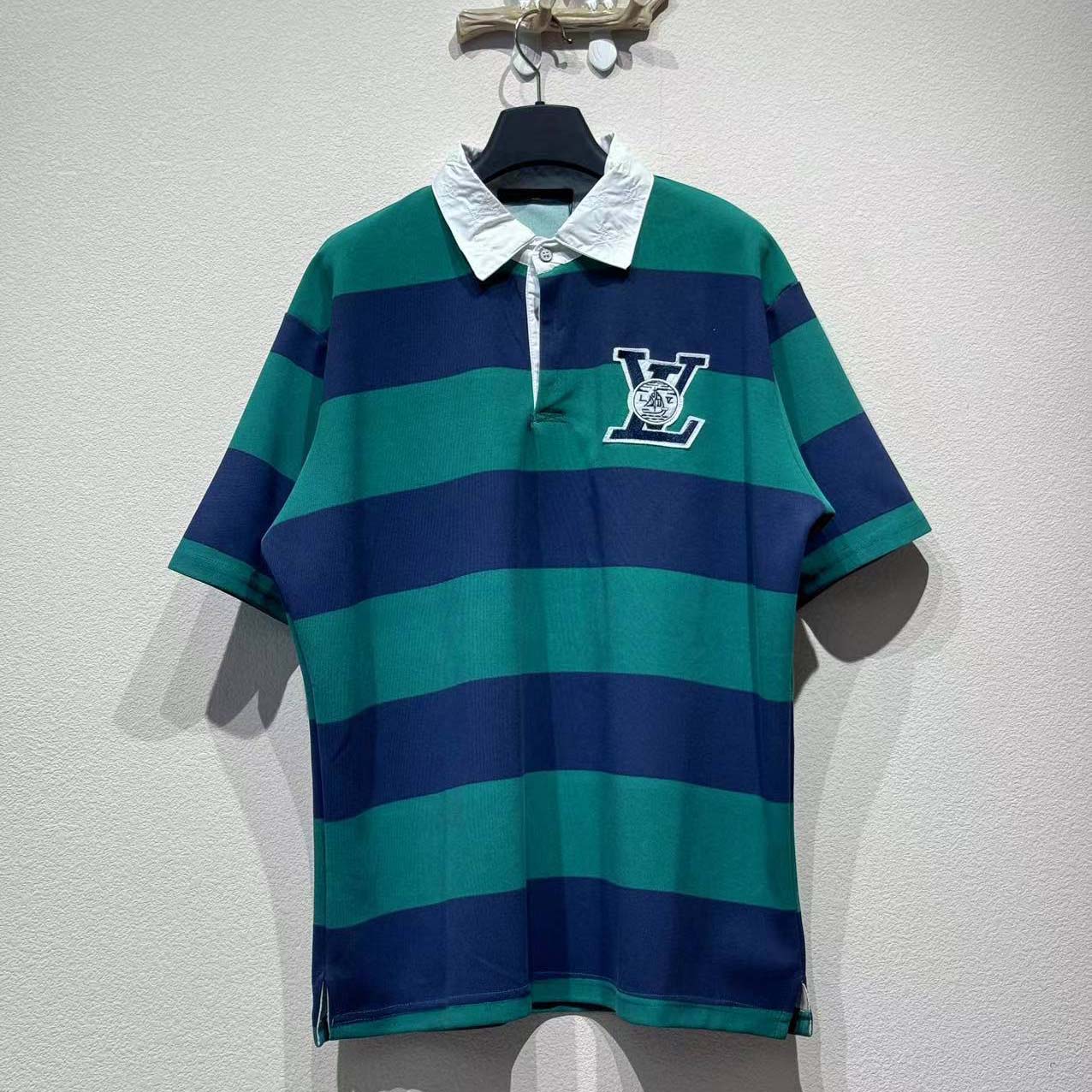 Louis Vuitton Striped Short-Sleeved Polo Shirt   1AIKIO - DesignerGu