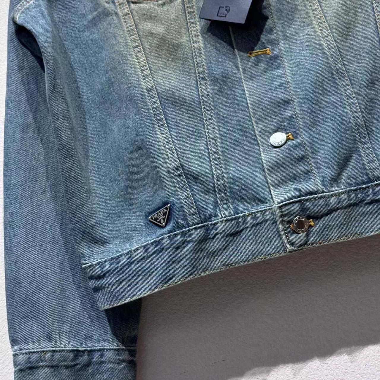 Prada Triangle-logo Denim Blouson Jacket - DesignerGu