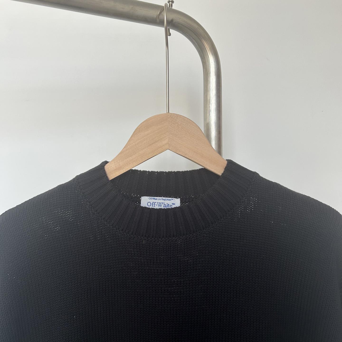Off-White Reverse Arrow Diag Knit Crewneck 'Black/Green' - DesignerGu