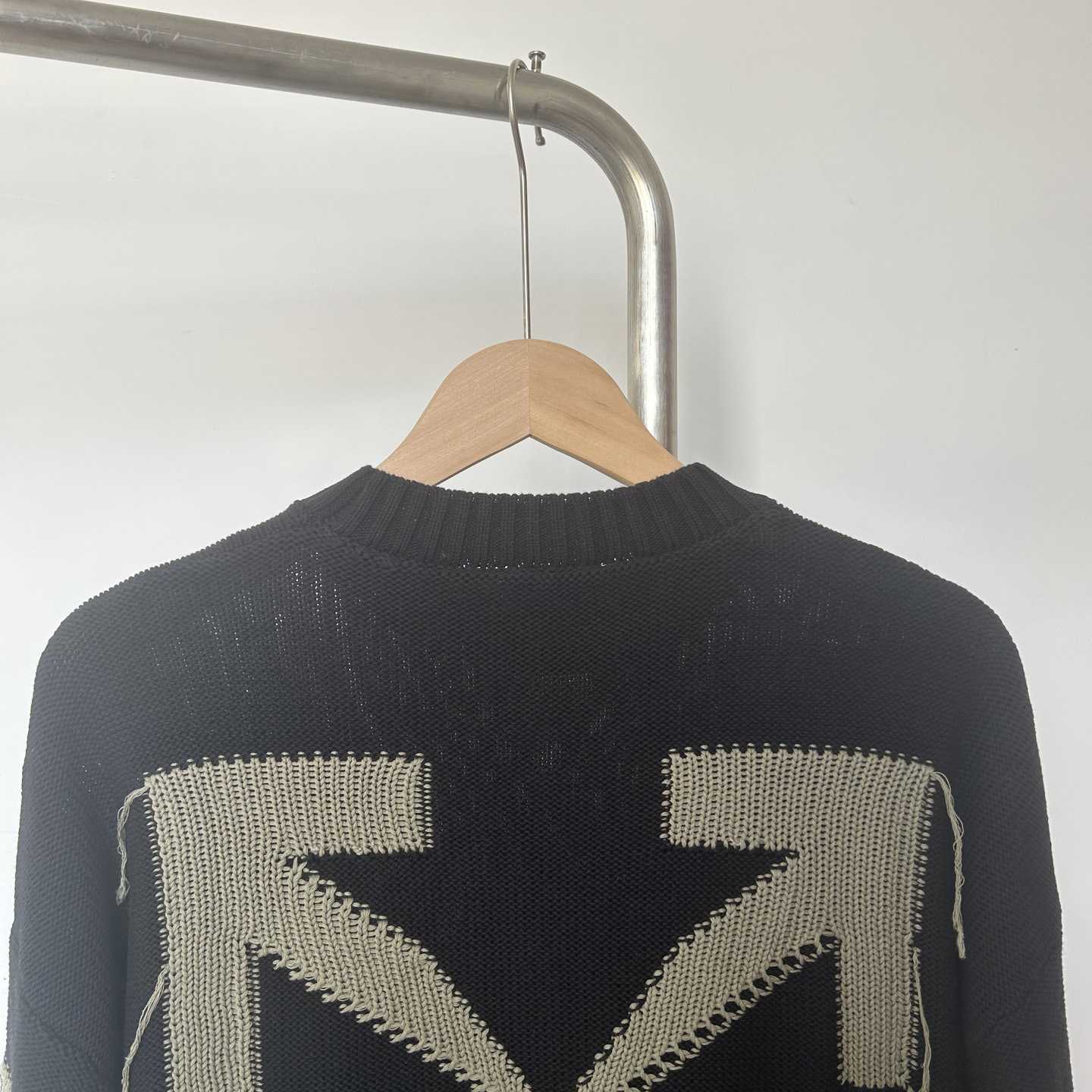 Off-White Reverse Arrow Diag Knit Crewneck 'Black/Green' - DesignerGu
