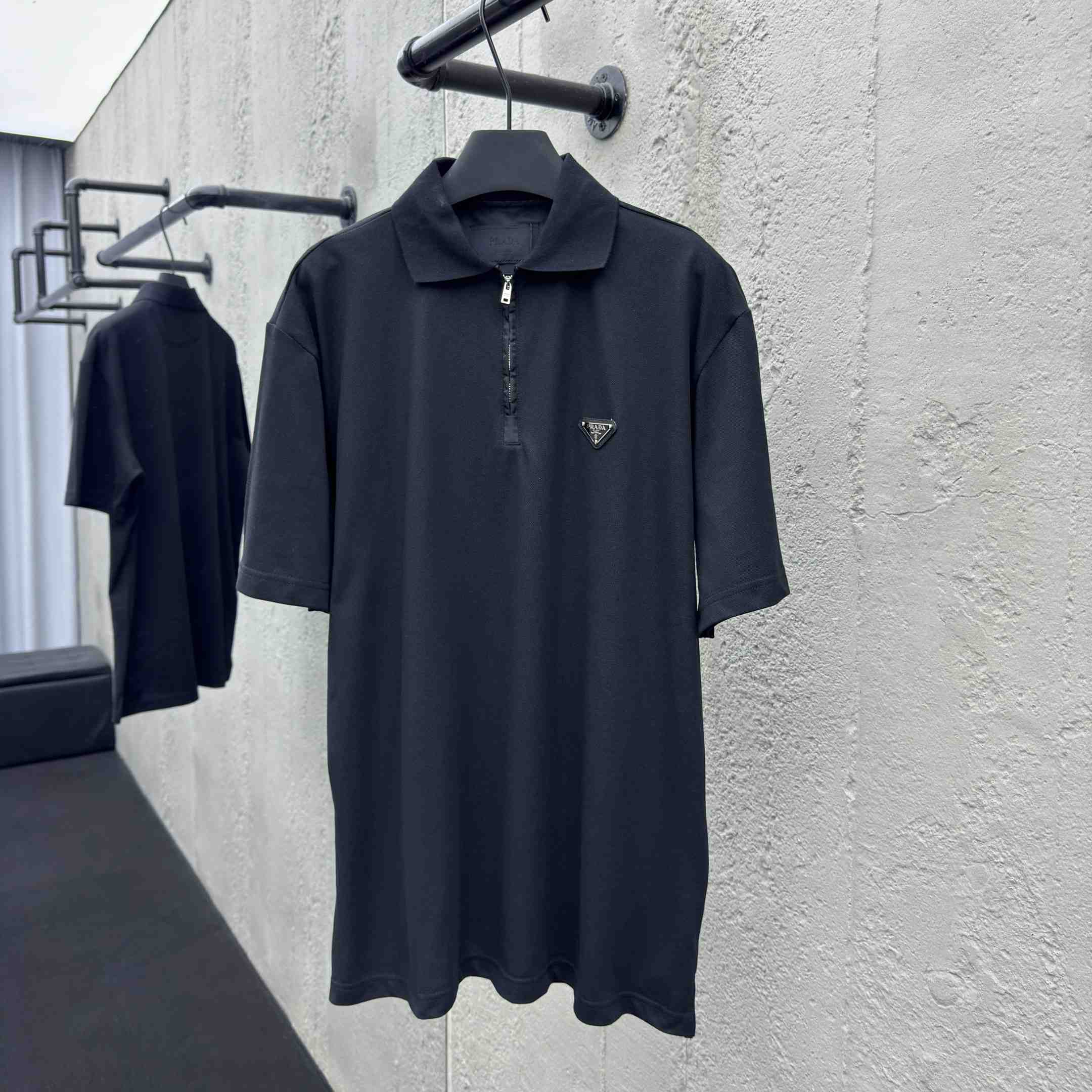 Prada Piqué Polo Shirt With Re-Nylon Details - DesignerGu