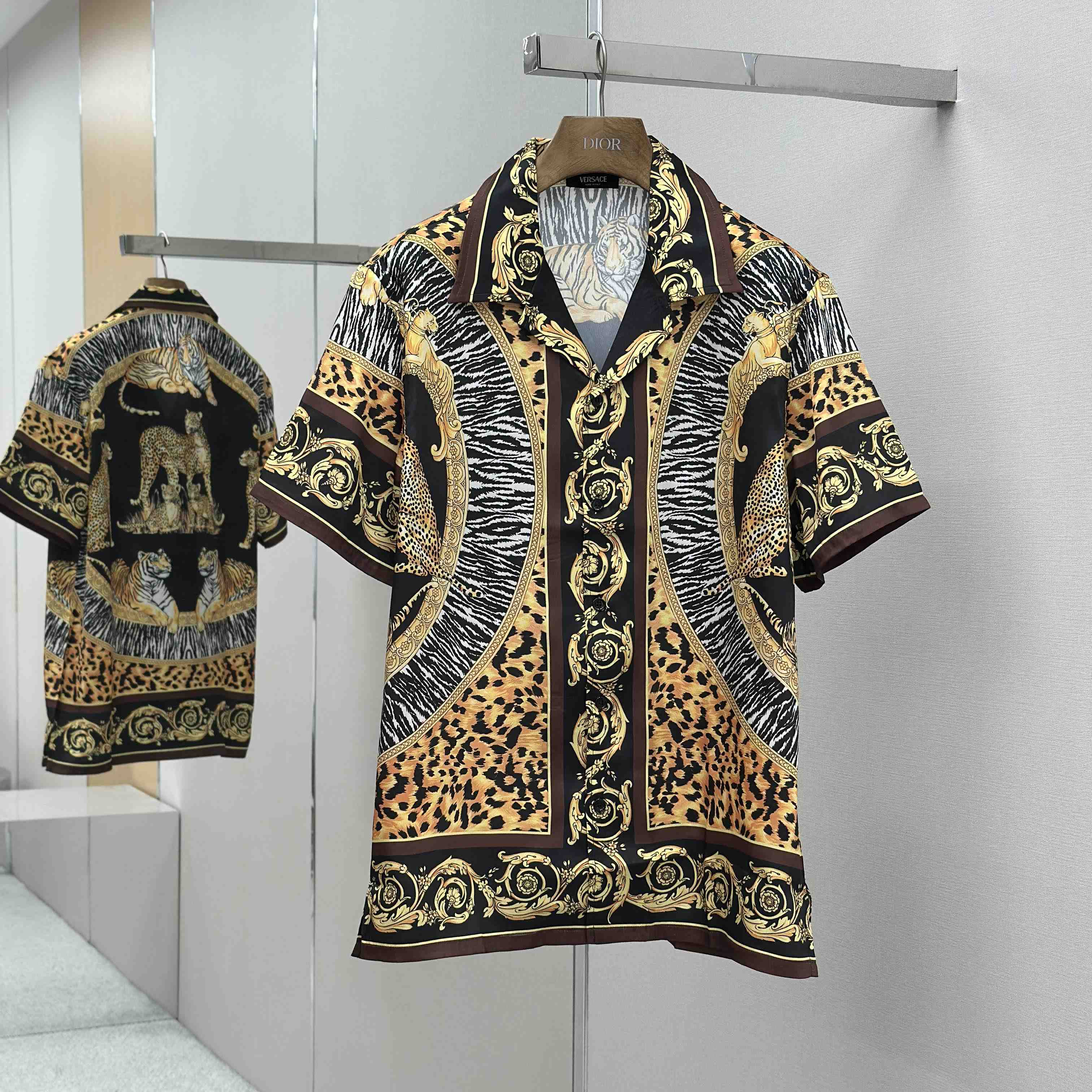 Versace Wild Cats Silk Shirt & Shorts - DesignerGu