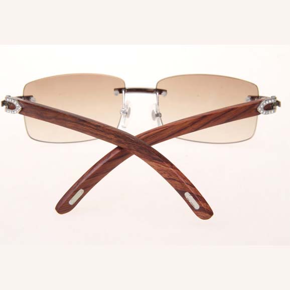 Cartier CT_3524012 Diamond Wood Eyeglasses In Silver Brown - DesignerGu