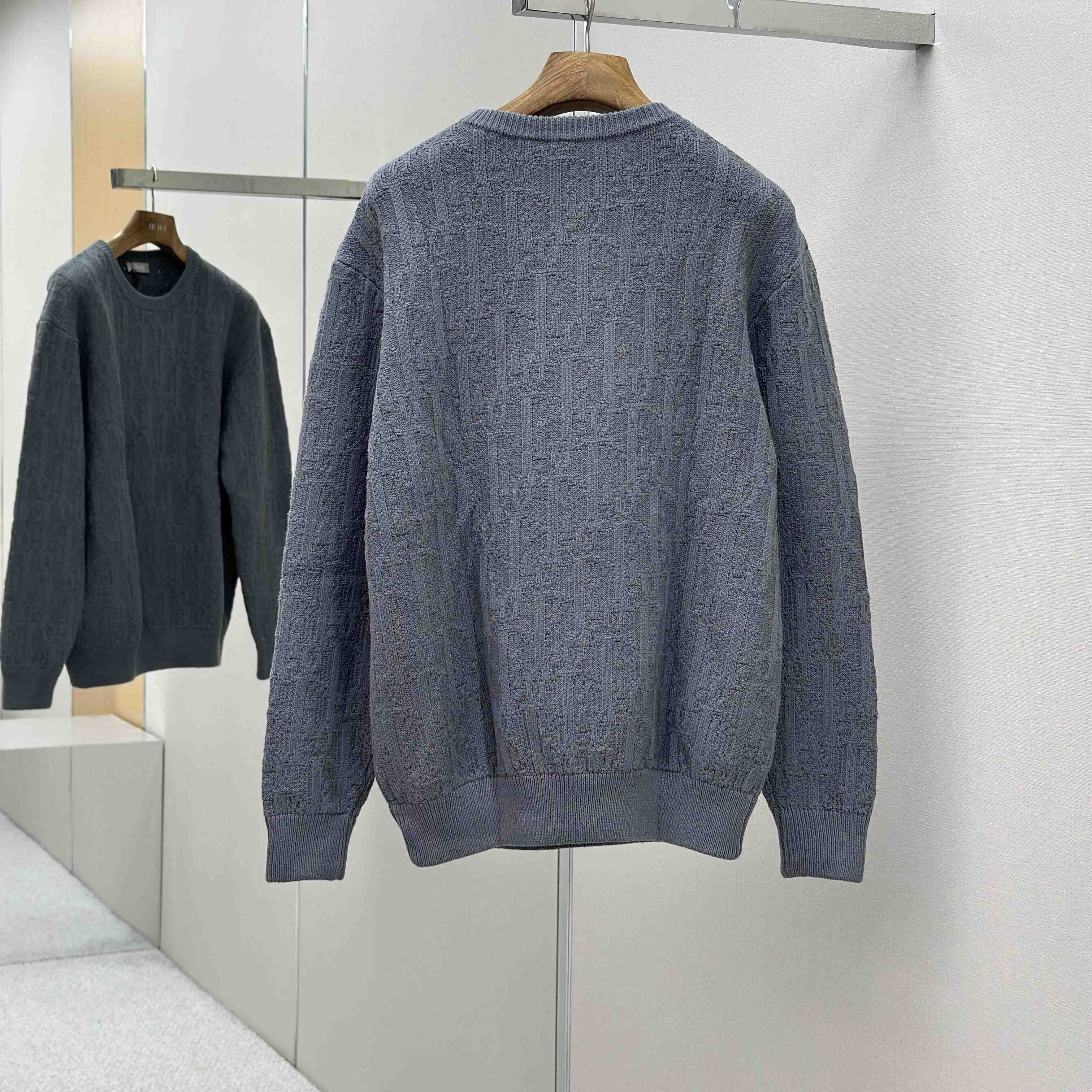 Dior Oblique Sweater Gray Cotton-Blend Jacquard - DesignerGu