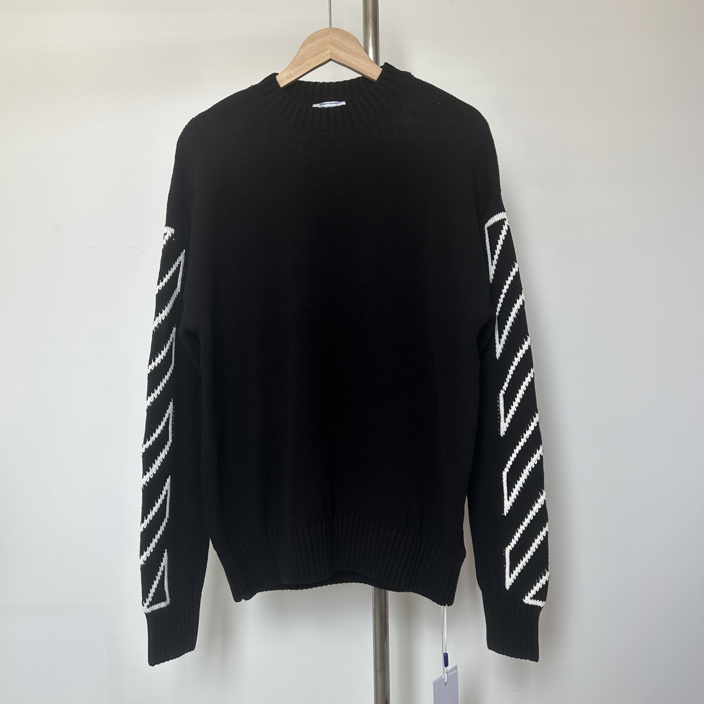 Off-White Diag Outline Knit Crewneck 'Black/White' - DesignerGu