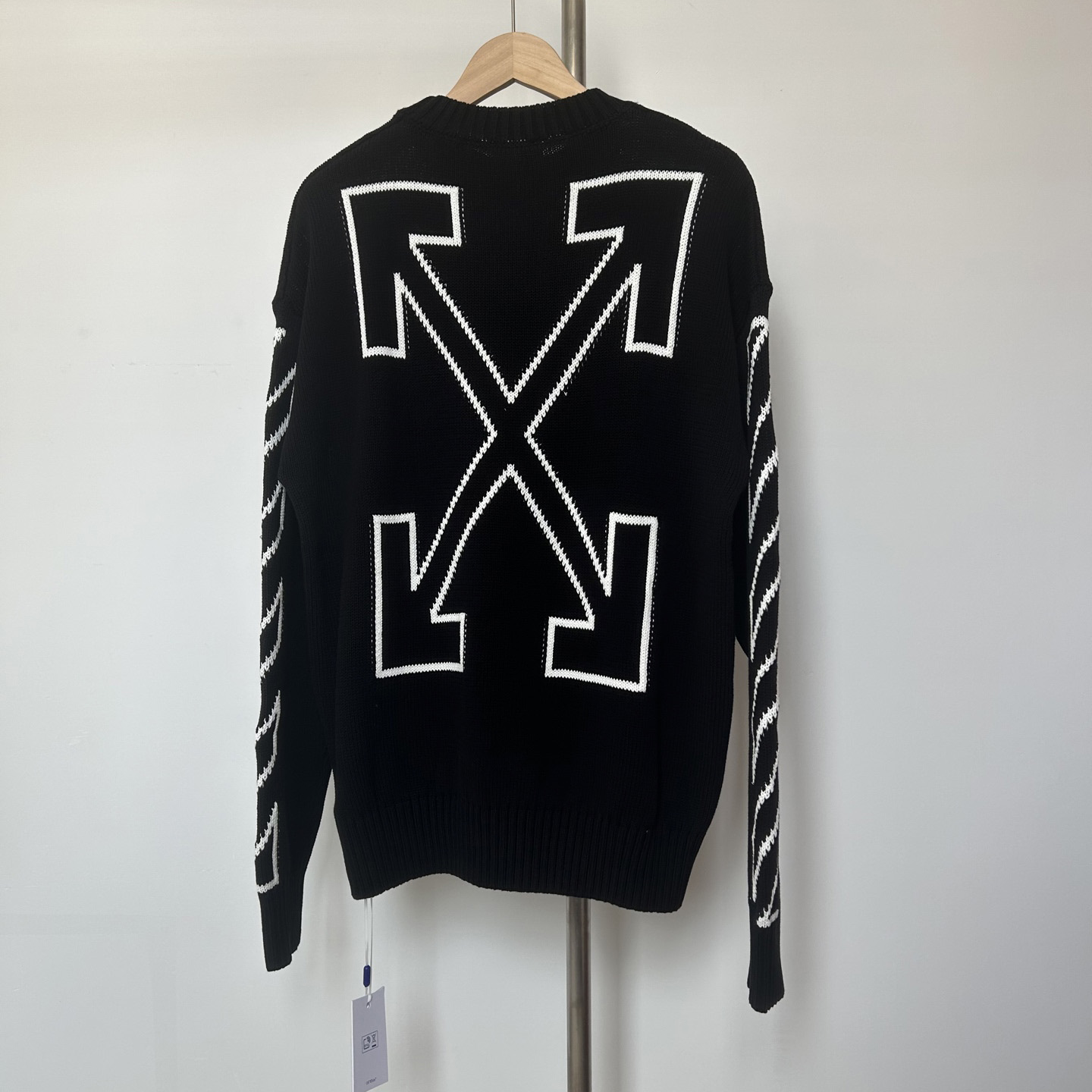 Off-White Diag Outline Knit Crewneck 'Black/White' - DesignerGu