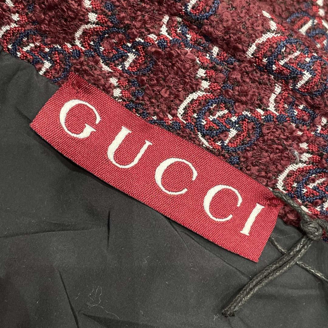 Gucci Bouclé Wool Jacquard Shirt 'Burgundy/Blue' - DesignerGu