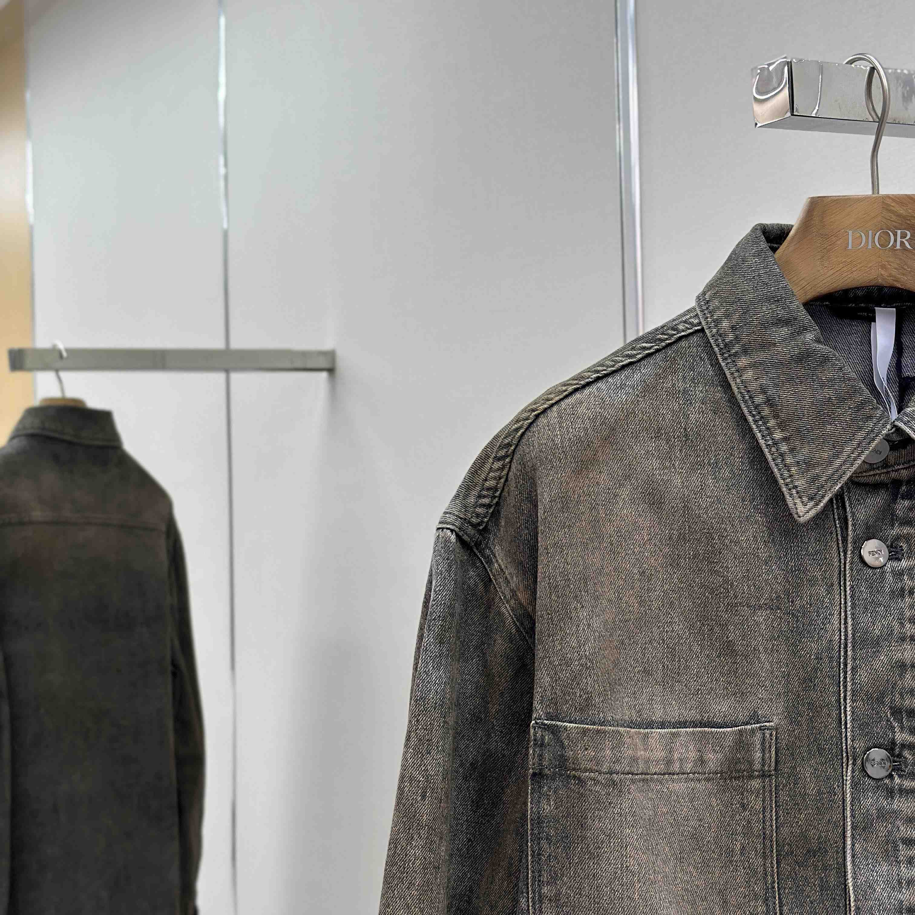 Fendi Grey Overdyed Denim Shirt - DesignerGu