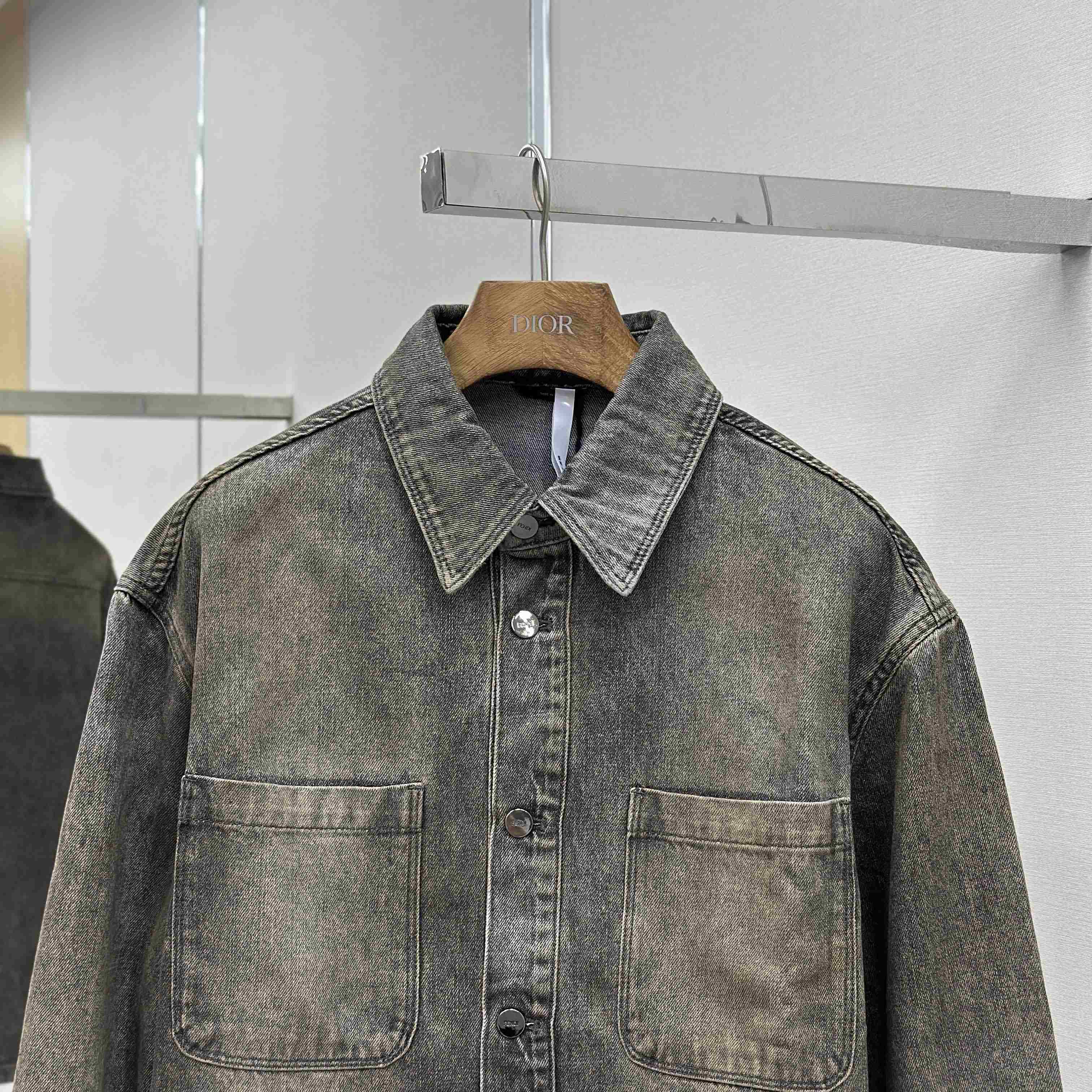 Fendi Grey Overdyed Denim Shirt - DesignerGu