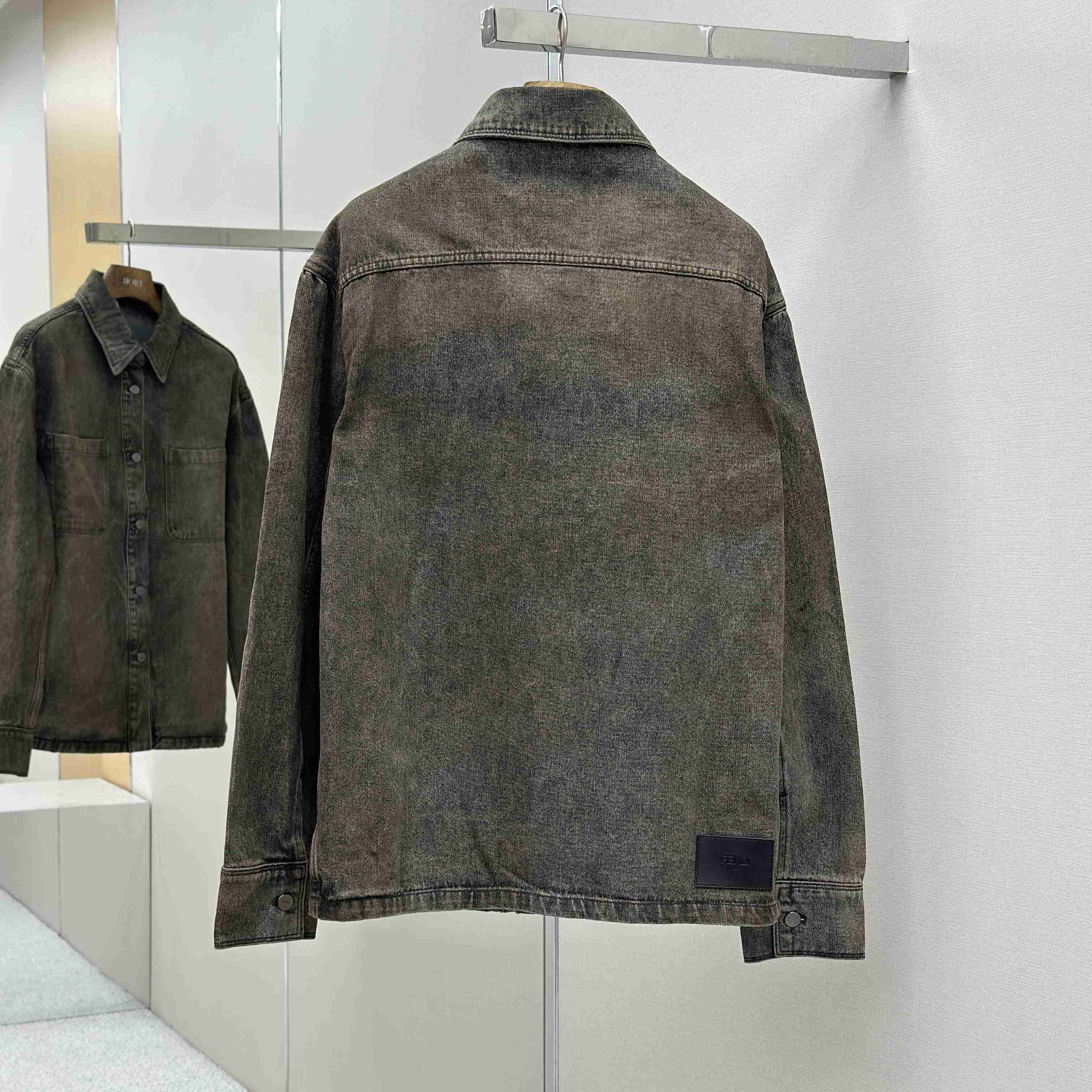 Fendi Grey Overdyed Denim Shirt - DesignerGu