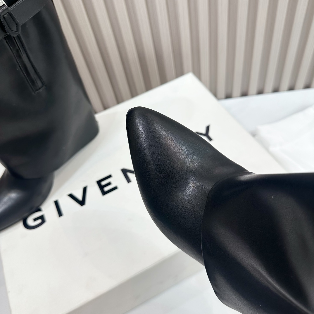 Givenchy Shark Lock Leather Knee-high Boots - DesignerGu