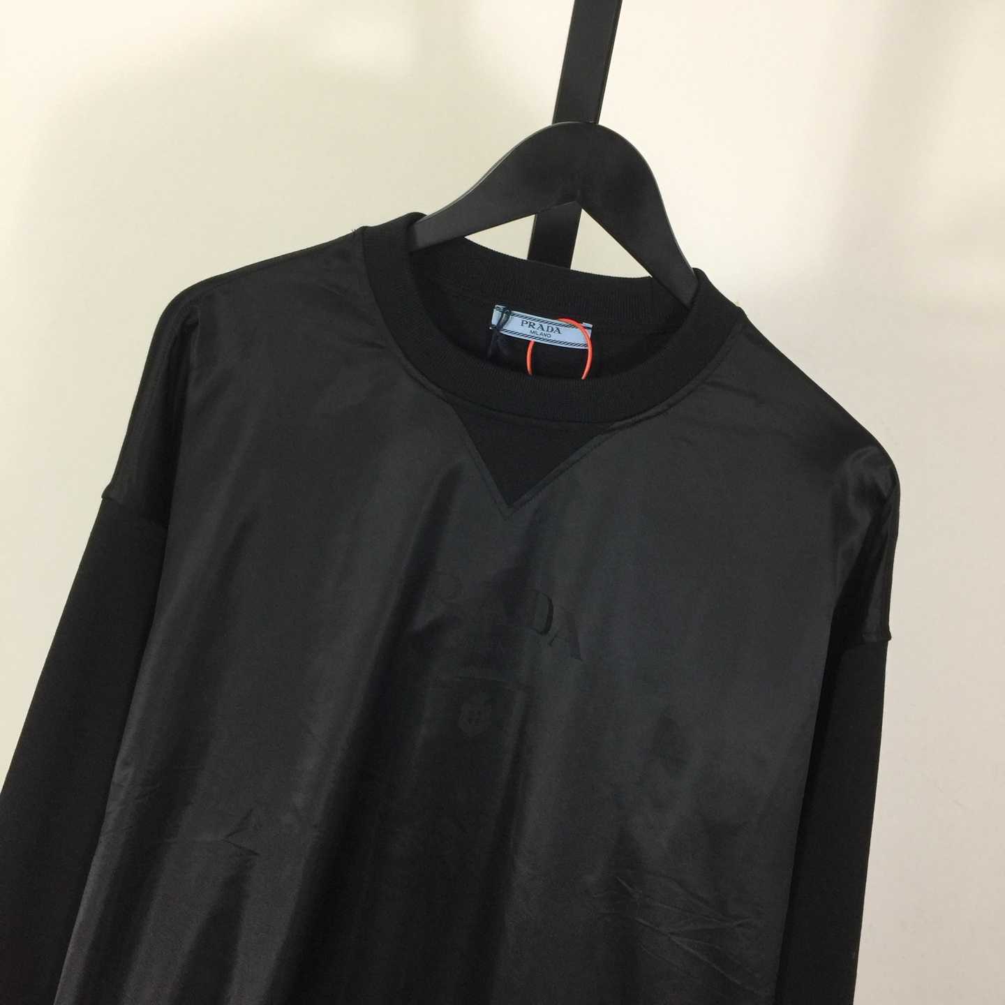 Prada Recycled Nylon Fleece-Sleeve Pullover Top - DesignerGu