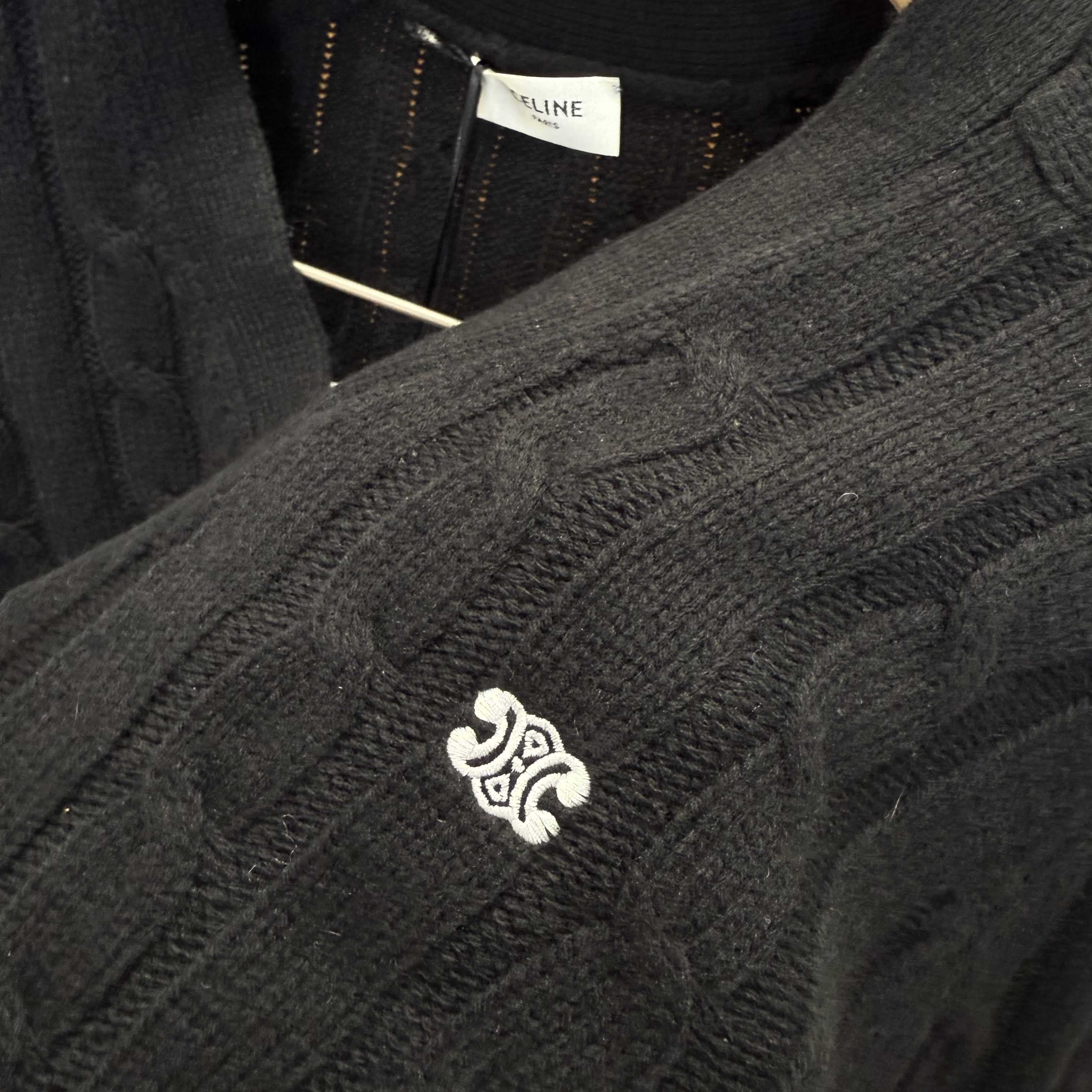 Celine Triomphe Cardigan In Cable-Knit Cashmere - DesignerGu