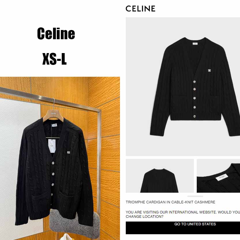 Celine Triomphe Cardigan In Cable-Knit Cashmere - DesignerGu
