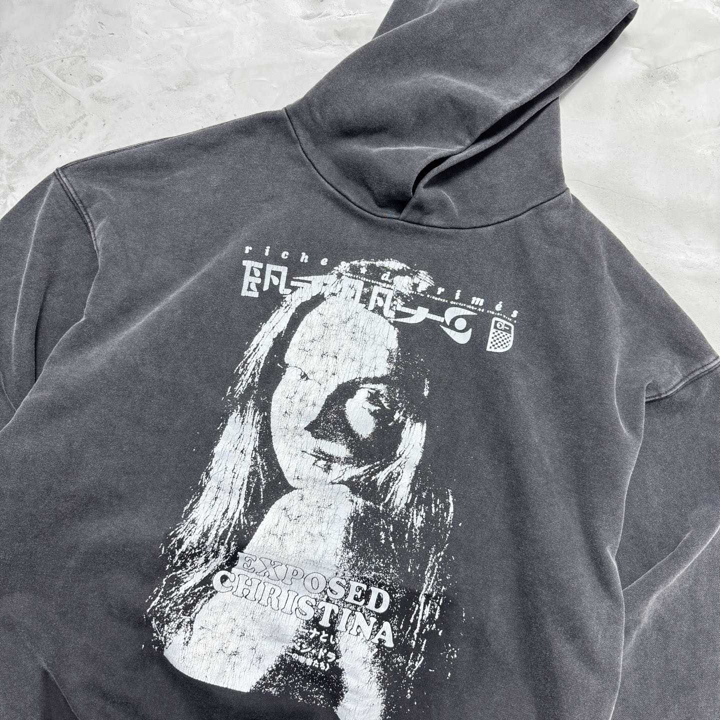 Enfants Riches Déprimés Exposed Christina Hoodie 'Sun Faded Black' - DesignerGu