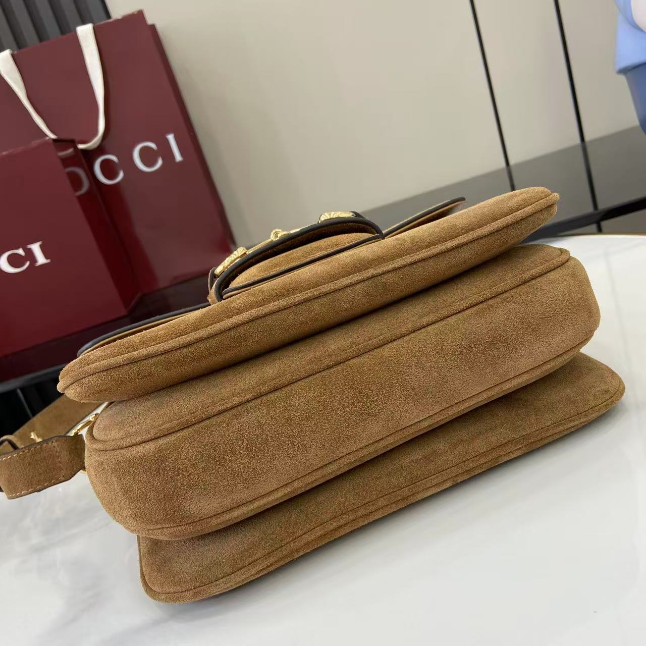 Gucci Horsebit 1955 Aura Small Shoulder Bag - DesignerGu