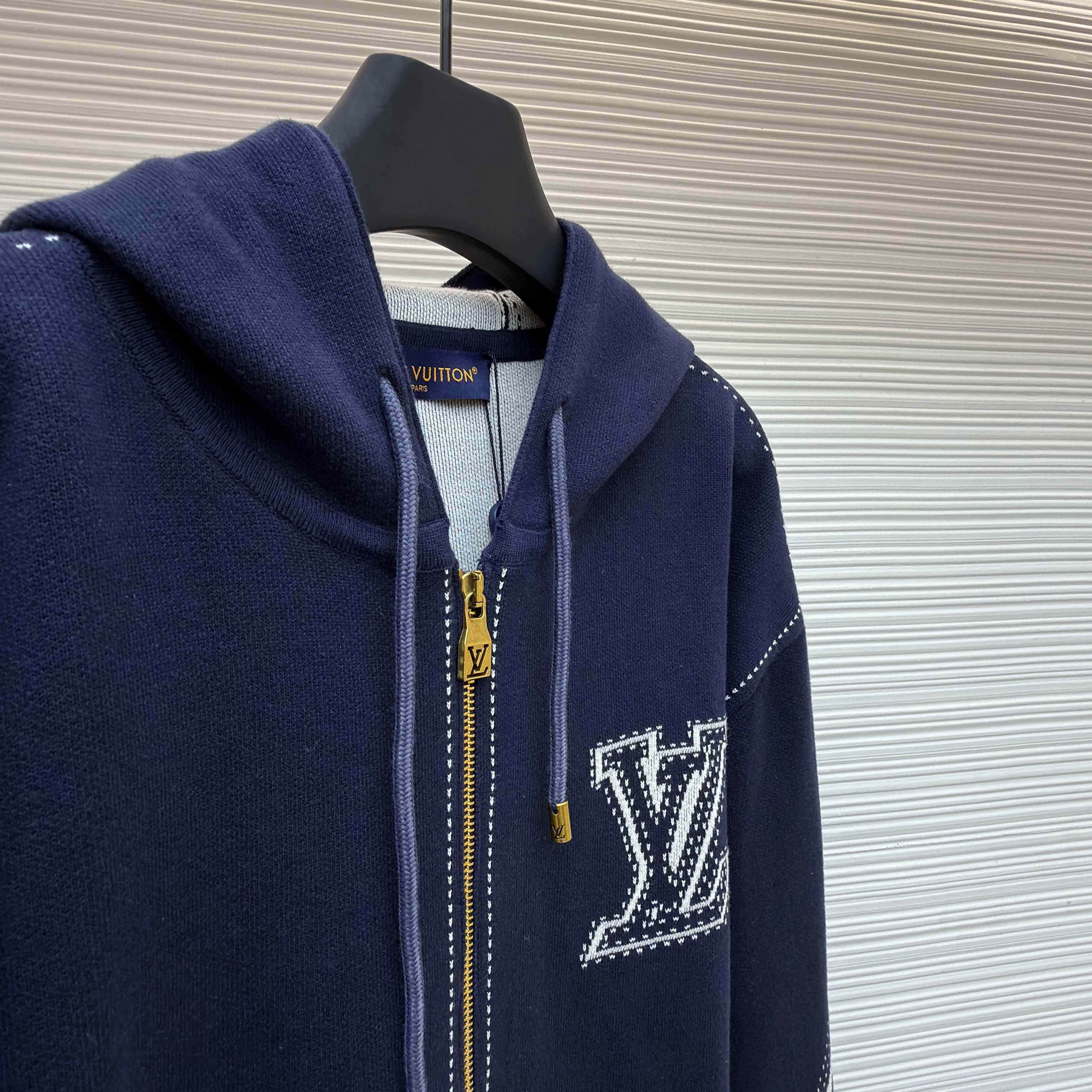 Louis Vuitton Graphic Intarsia Zipped Cotton Hoodie  - DesignerGu