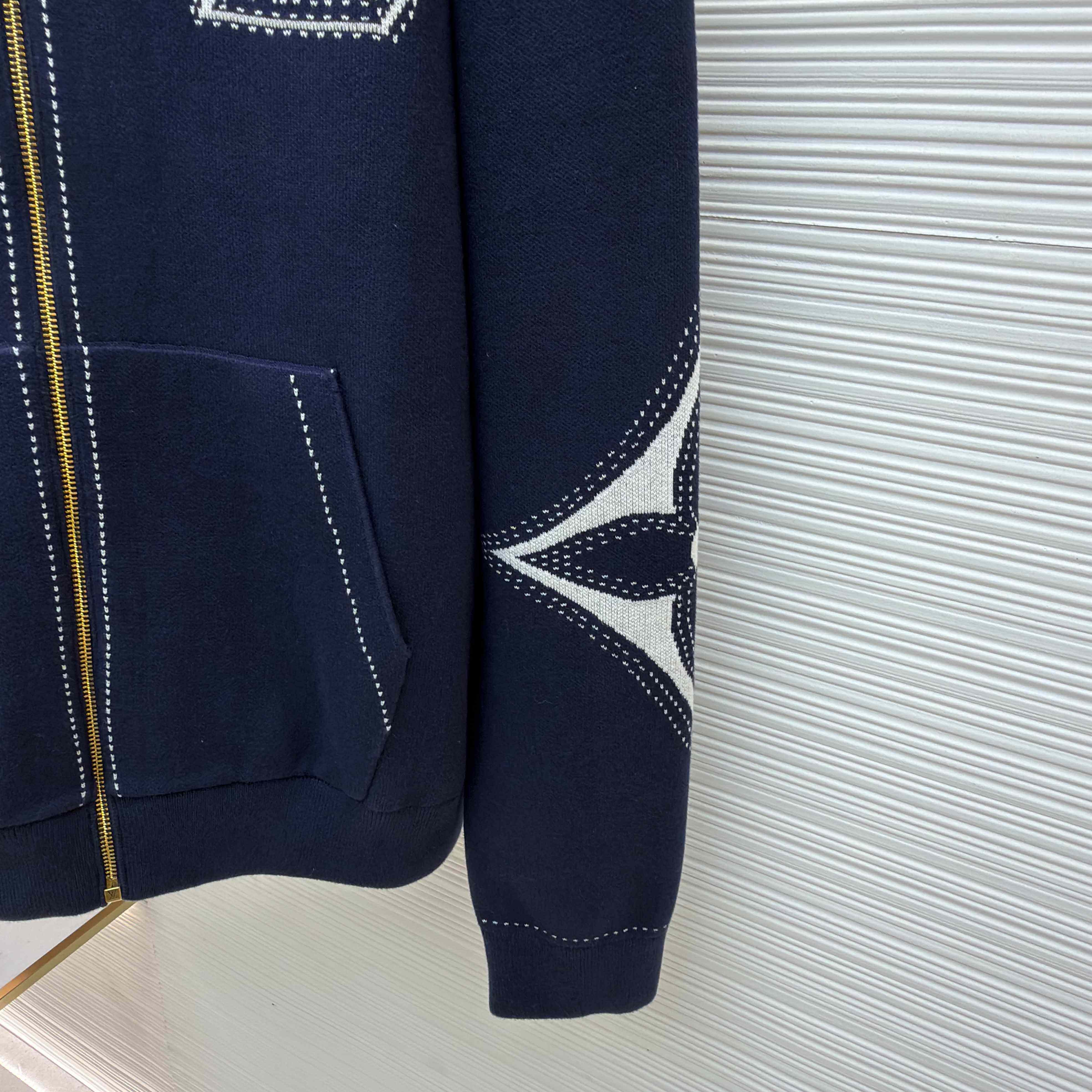 Louis Vuitton Graphic Intarsia Zipped Cotton Hoodie  - DesignerGu
