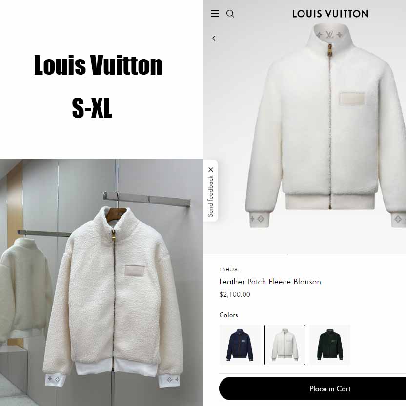 Louis Vuitton Leather Patch Fleece Blouson   1AHUGL - DesignerGu