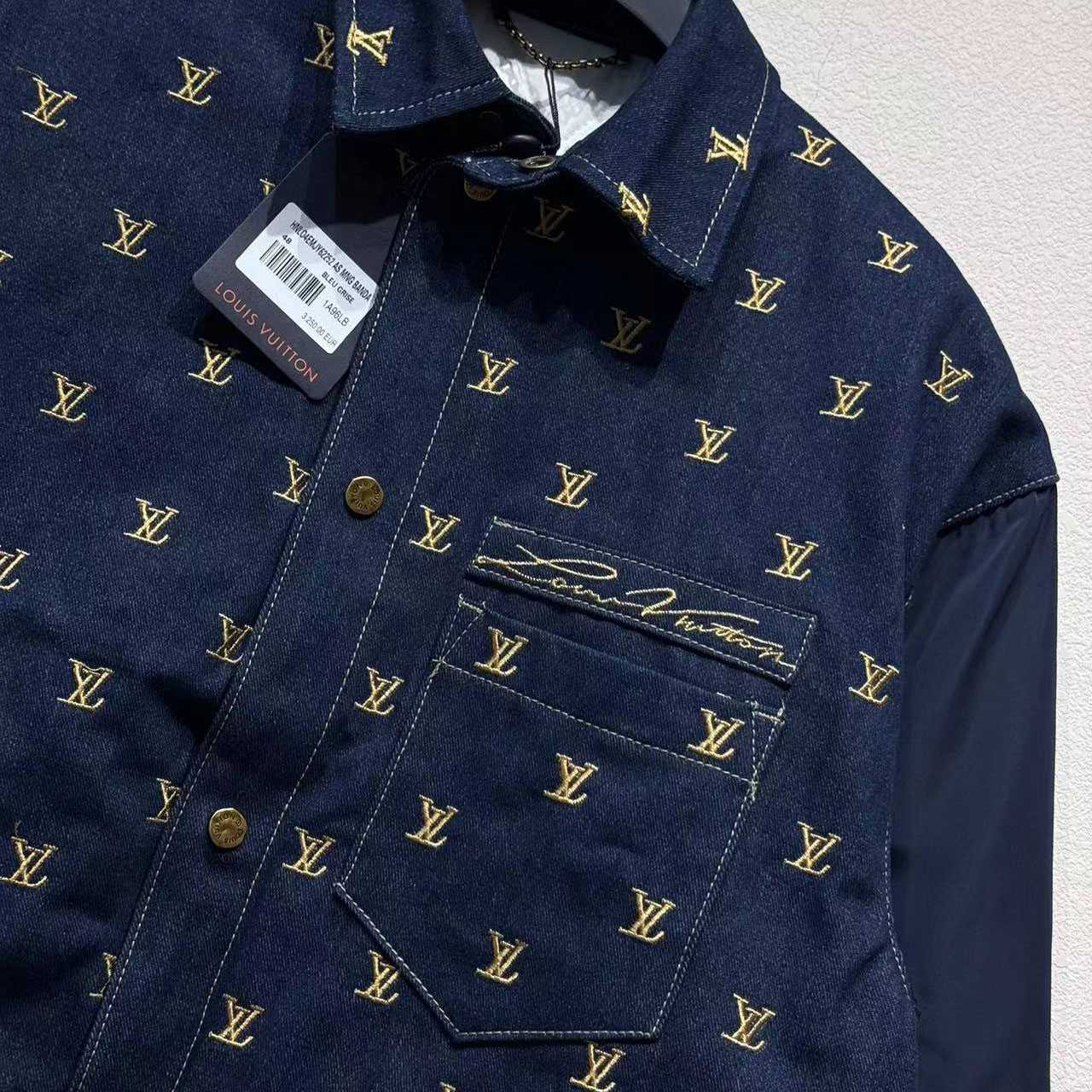 Louis Vuitton Upcycled Denim Varsity Jacket    - DesignerGu