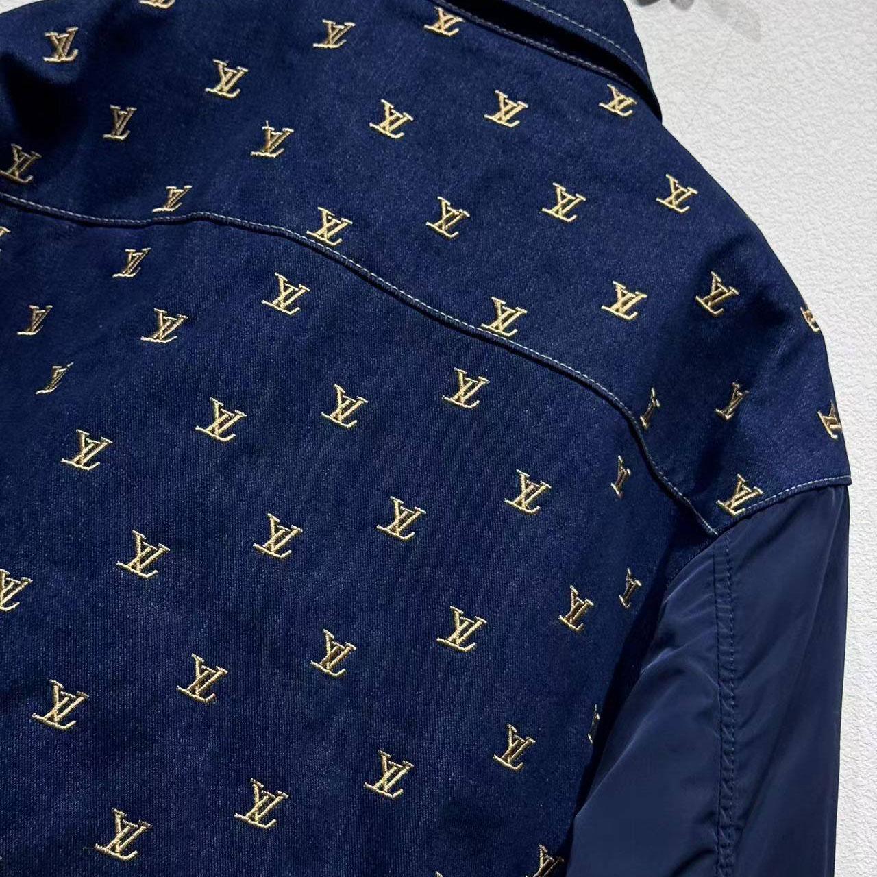 Louis Vuitton Upcycled Denim Varsity Jacket    - DesignerGu