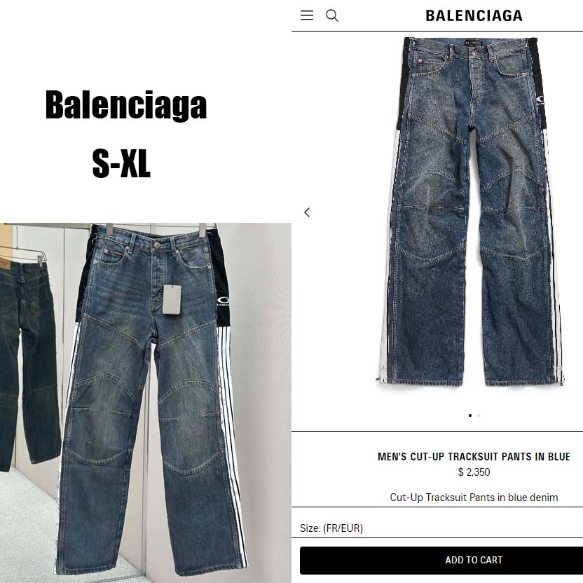 Balenciaga Cut-Up Tracksuit Pants In Blue Denim - DesignerGu