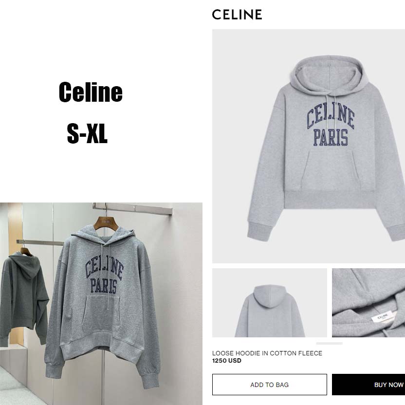 Celine Loose Hoodie In Cotton Fleece - DesignerGu