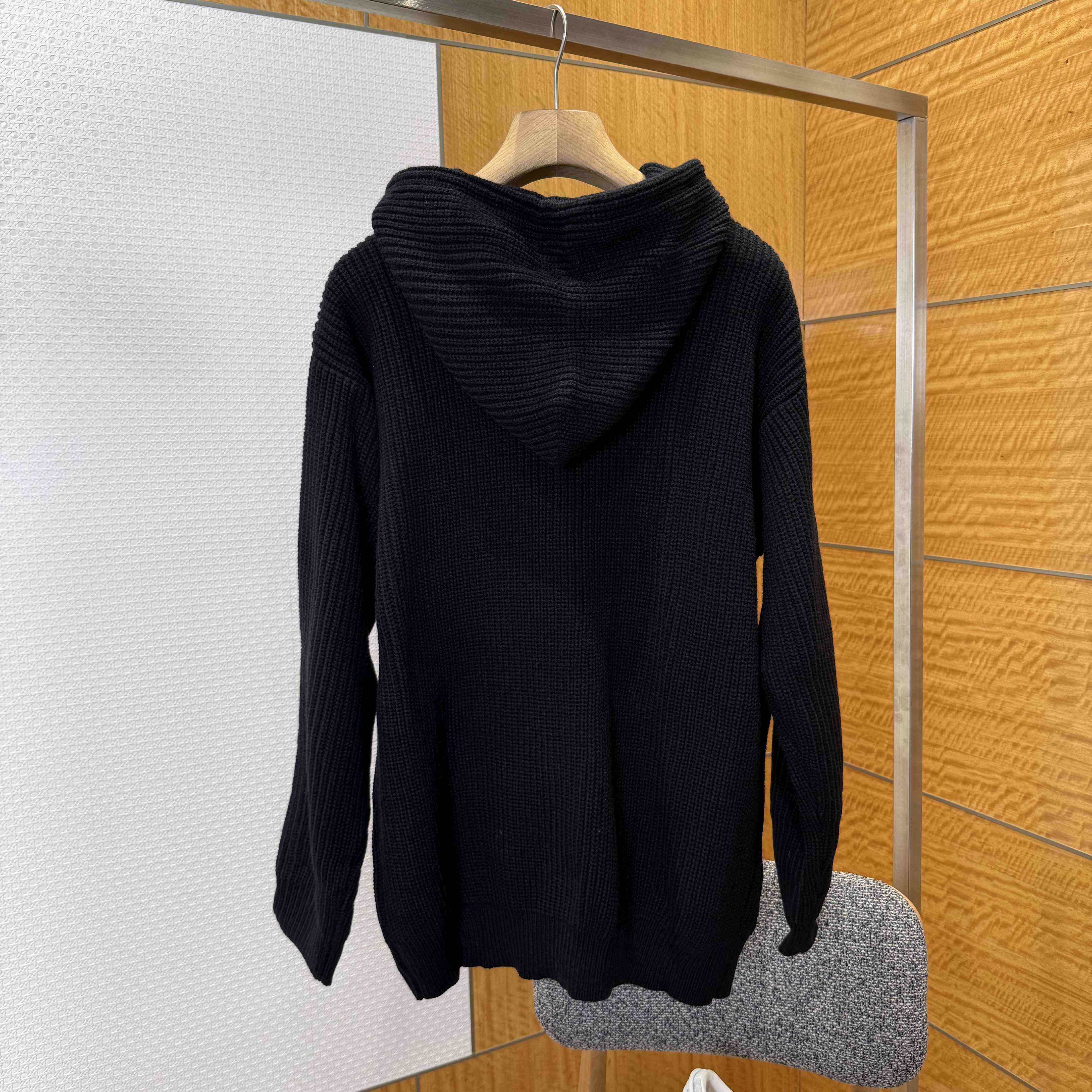 Celine Hooded Sweater In Monochromic Wool - DesignerGu