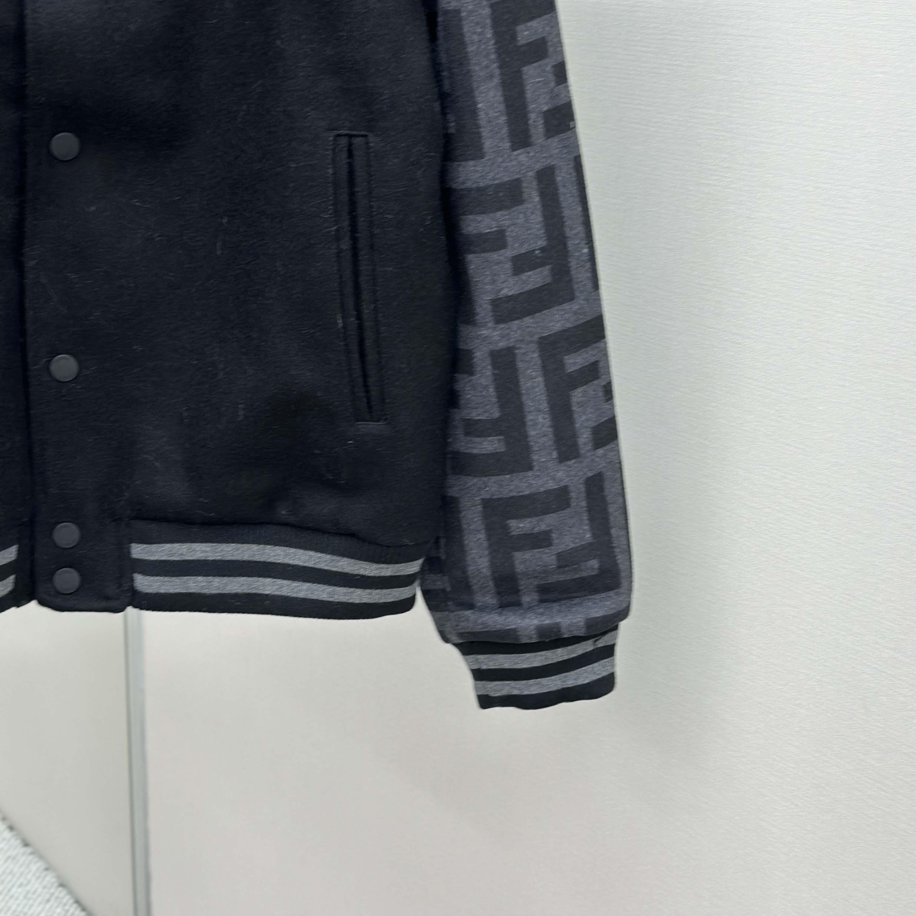 Fendi Black Wool Bomber Jacket - DesignerGu
