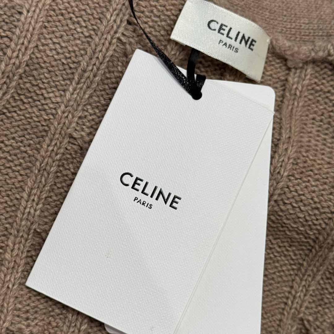 Celine Triomphe Cardigan In Cable-Knit Cashmere - DesignerGu