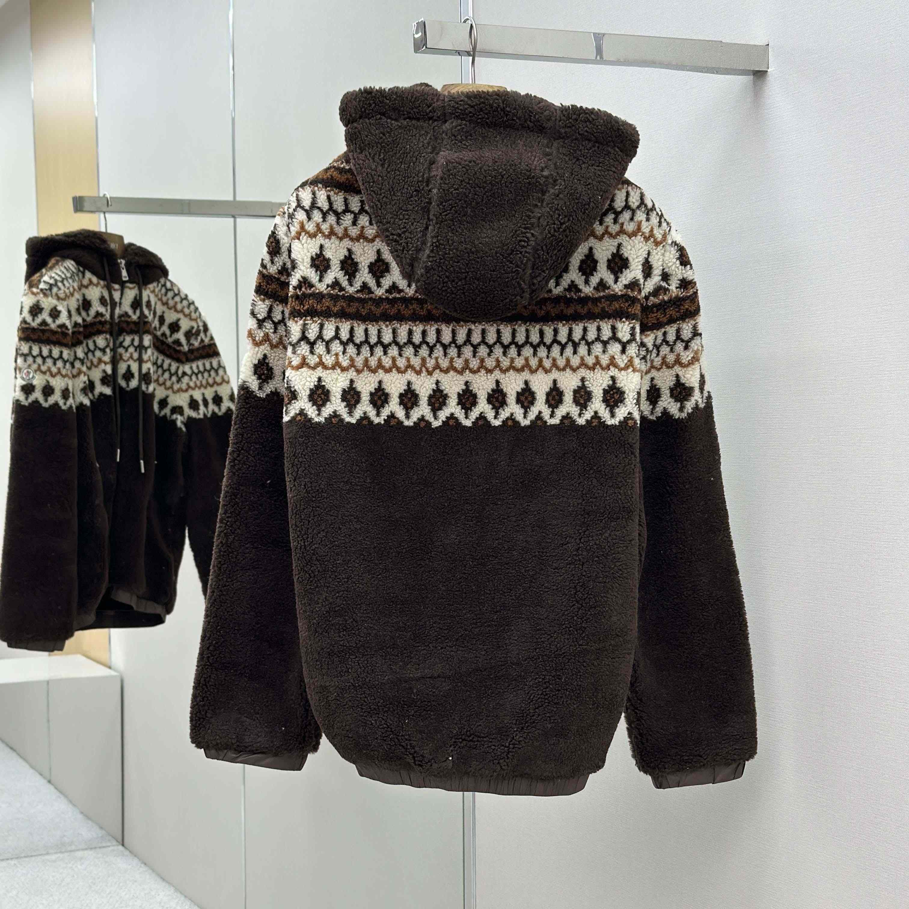 Moncler Geometric Jacquard Wool Blend Hoodie - DesignerGu