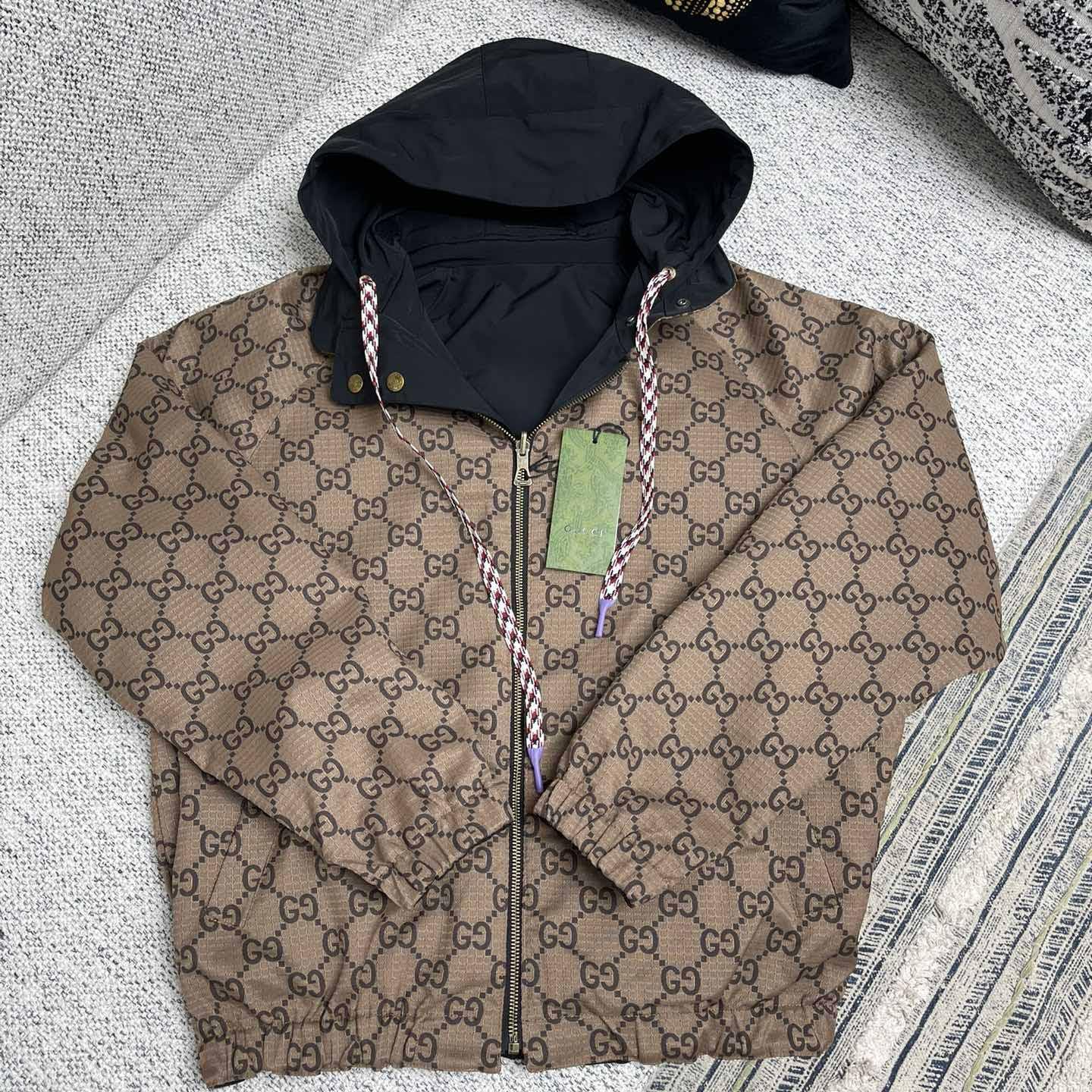Gucci Reversible Monogrammed Shell Hooded Jacket - DesignerGu