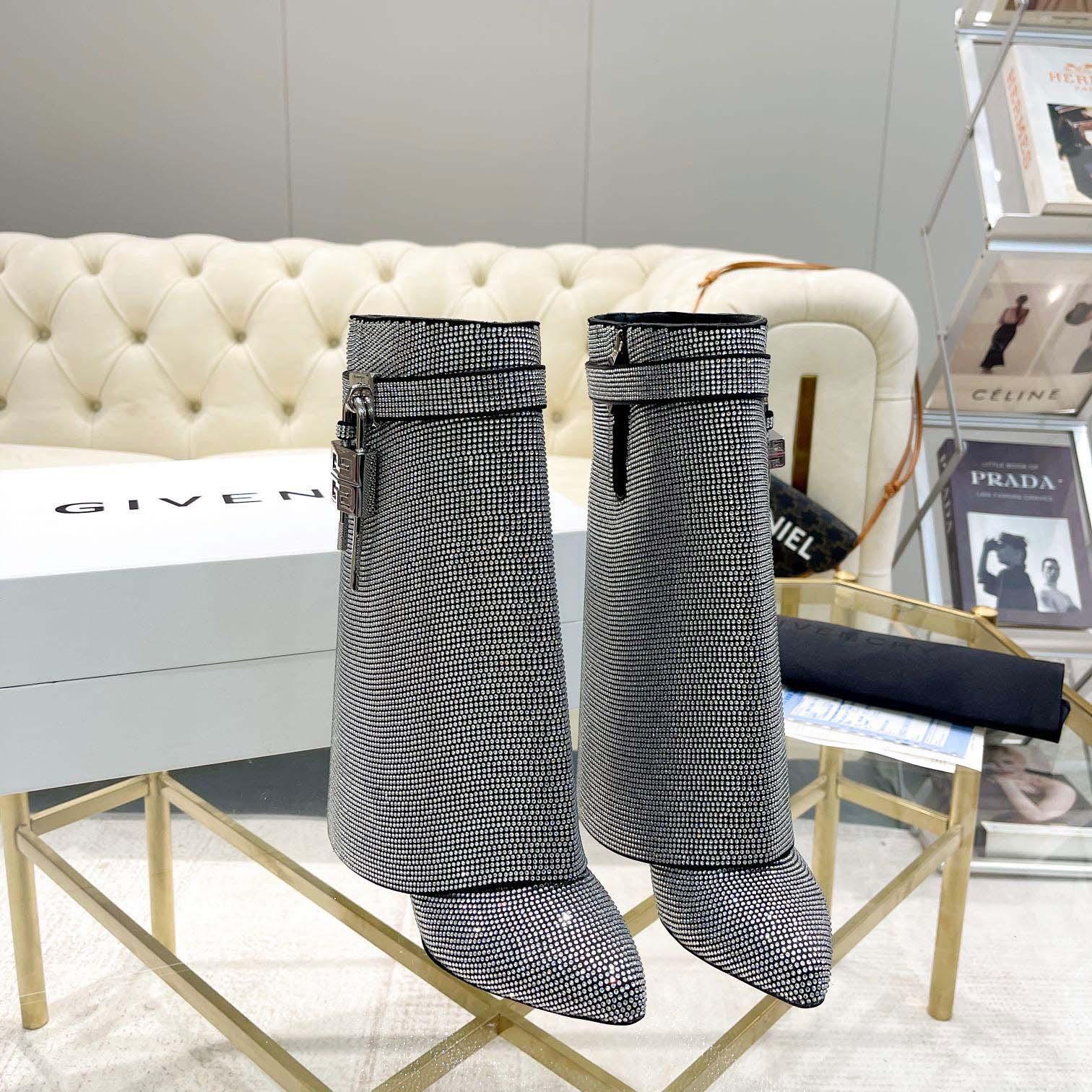 Givenchy Shark Lock Leather Knee-high Boots - DesignerGu