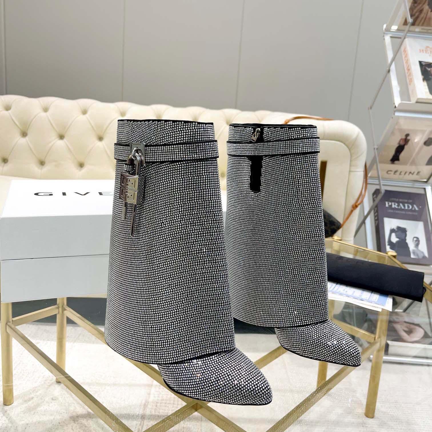 Givenchy Shark Lock Leather Knee-high Boots - DesignerGu