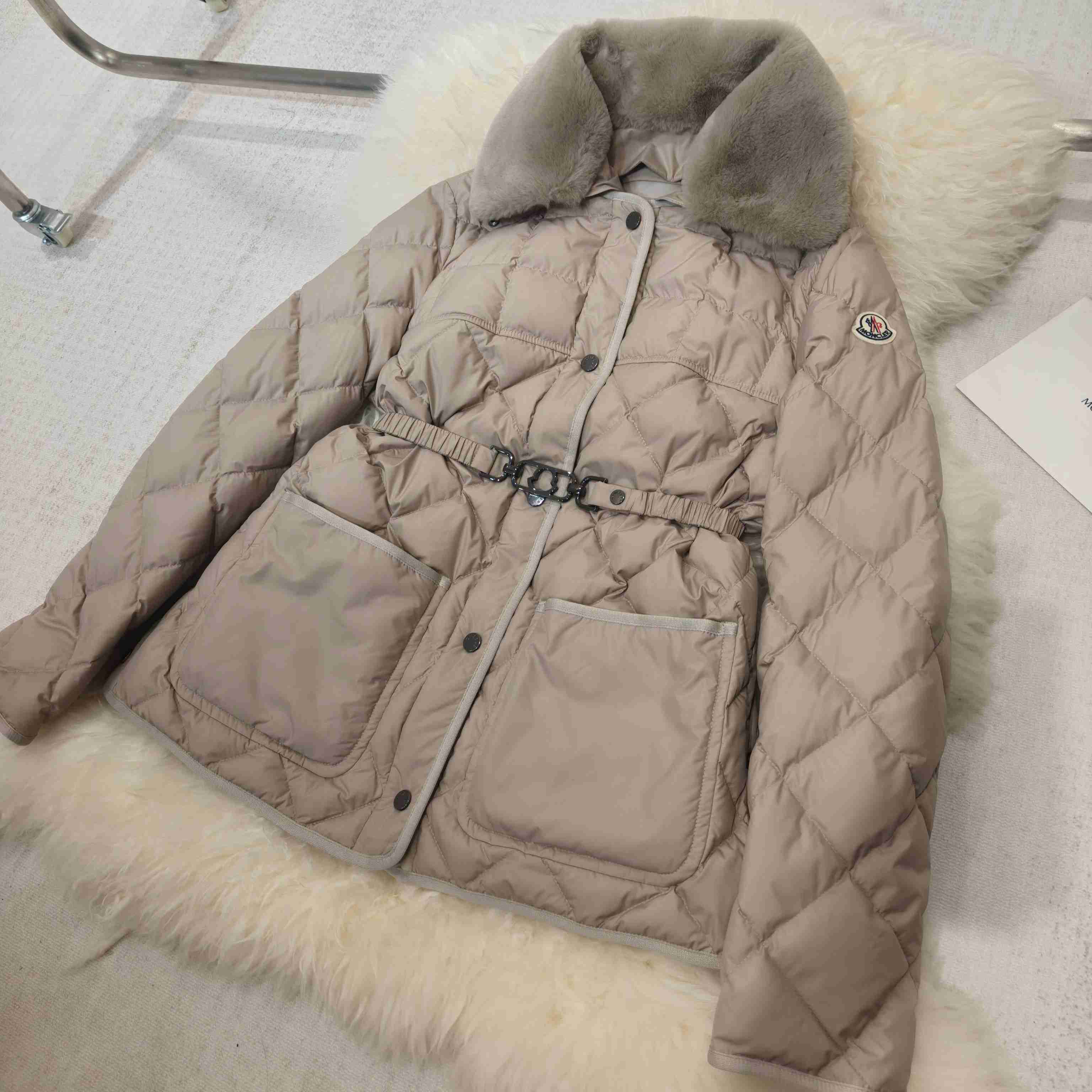 Moncler Cygne Faux Fur-Trimmed Short Down Jacket - DesignerGu