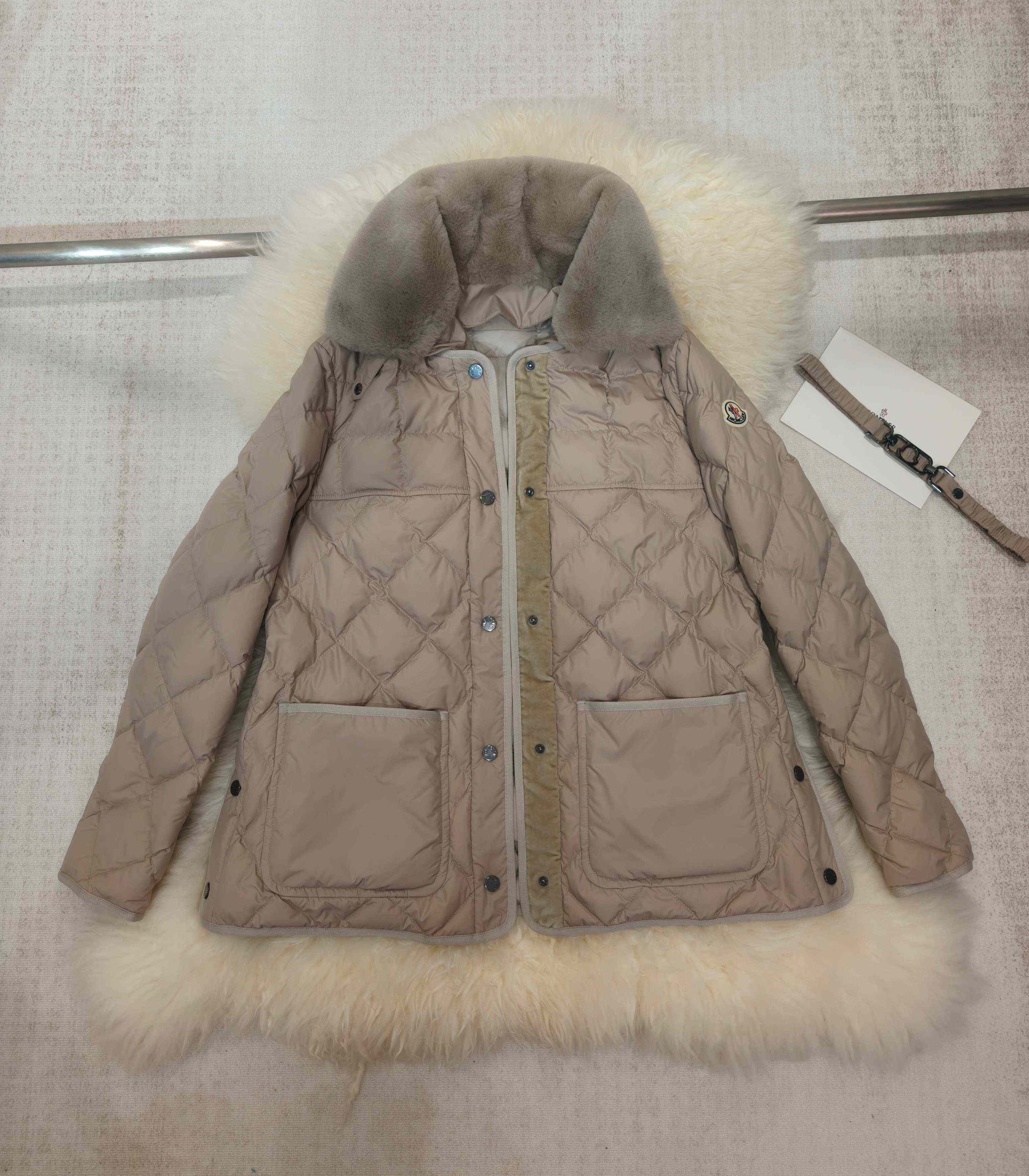 Moncler Cygne Faux Fur-Trimmed Short Down Jacket - DesignerGu